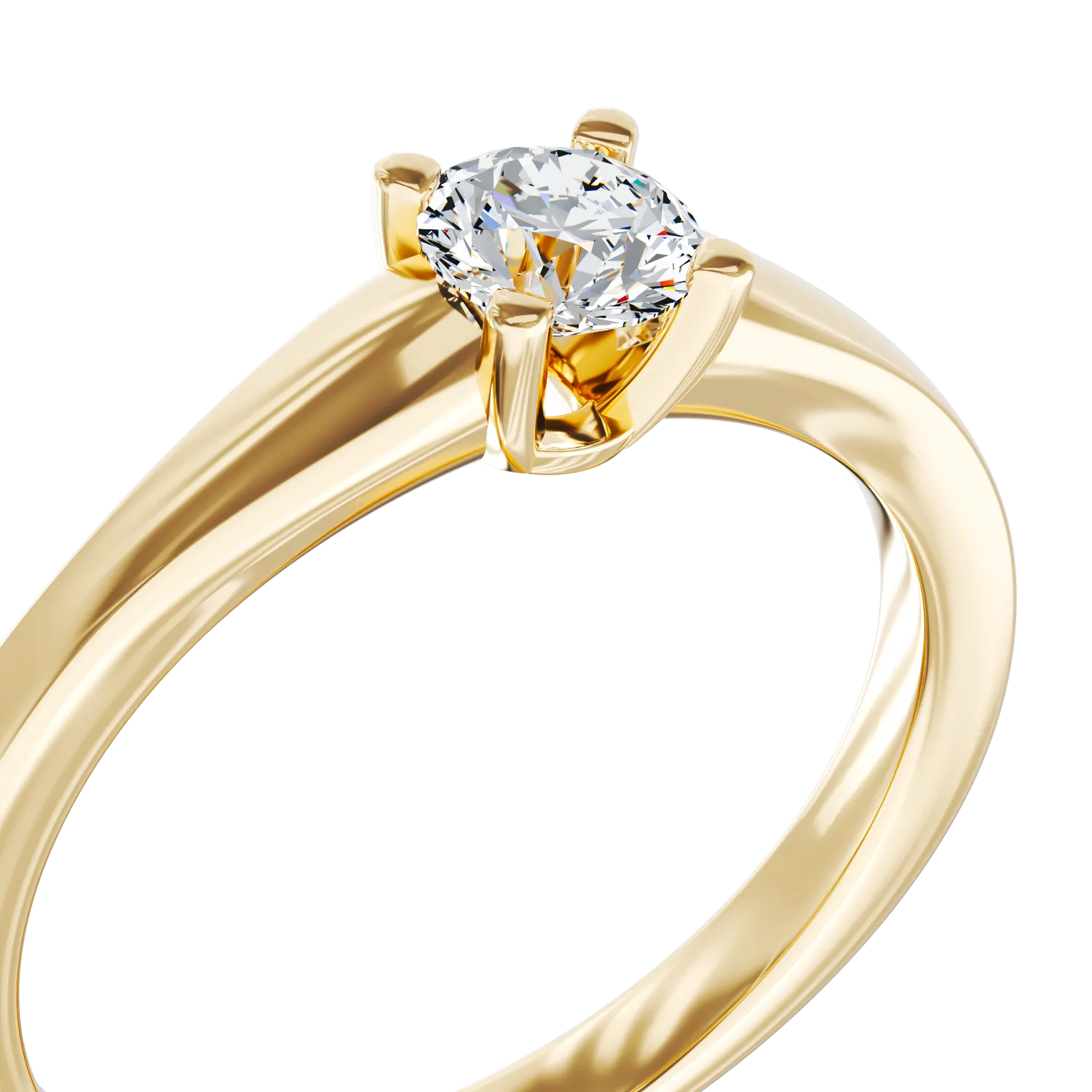 Inel de logodna din aur galben de 18K cu un diamant solitaire de 0.24ct