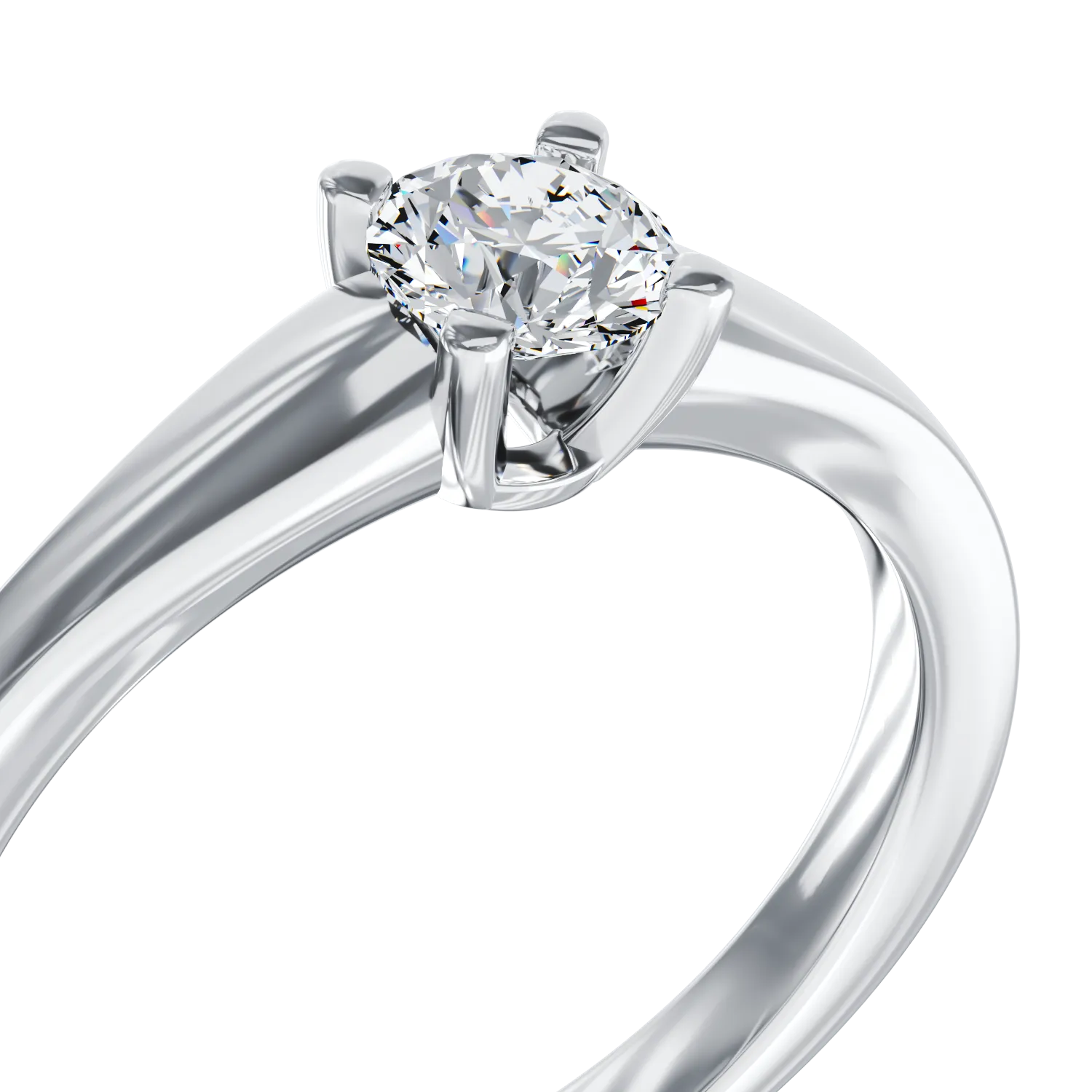 Inel de logodna din aur alb de 18K cu un diamant solitaire de 0.24ct