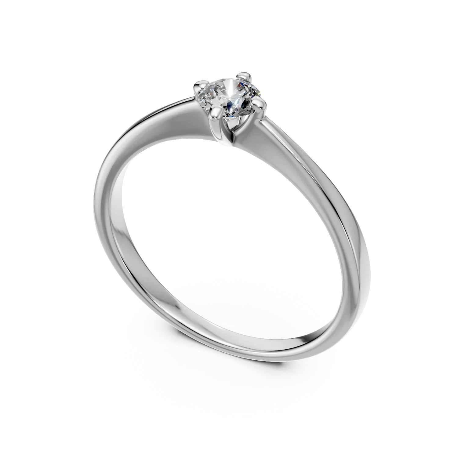 Inel de logodna din aur alb de 18K cu un diamant solitaire de 0.25ct