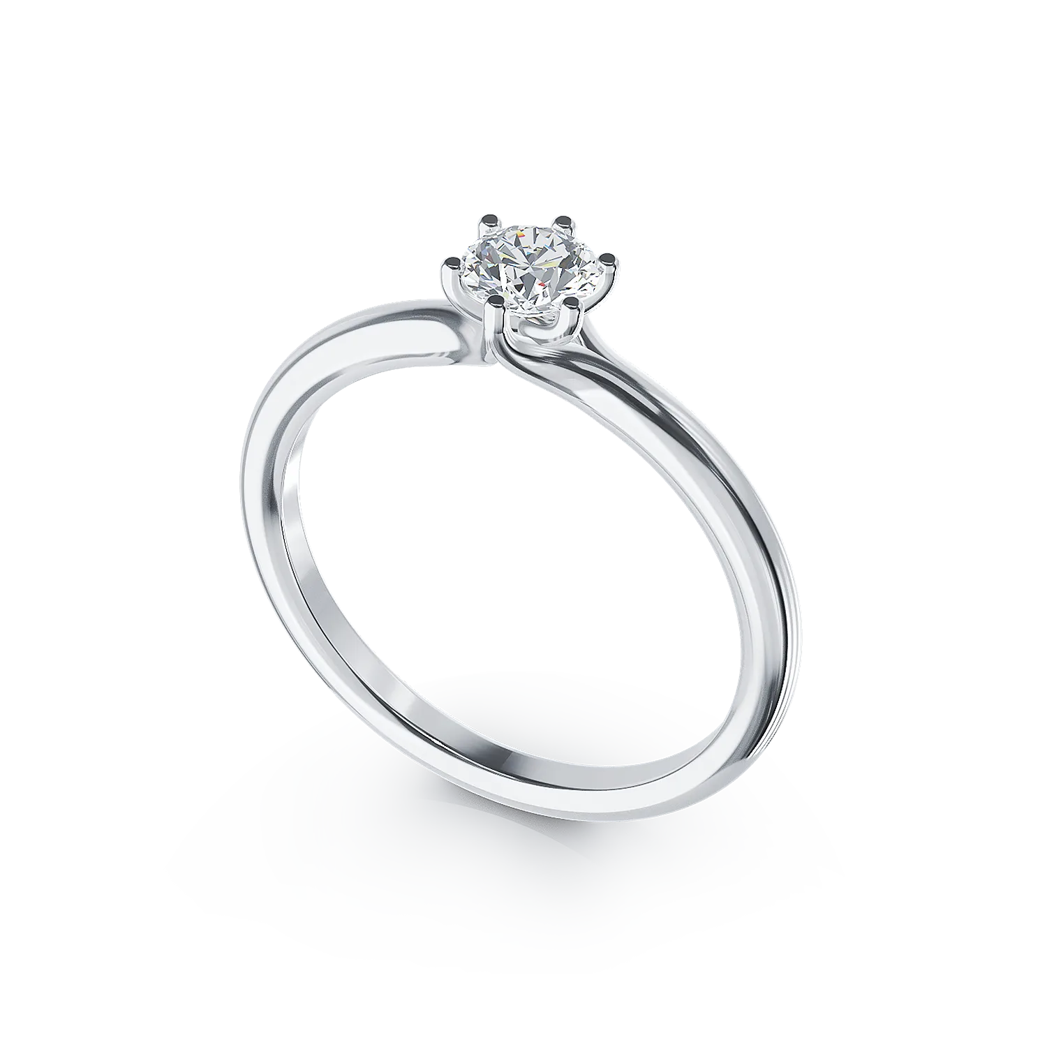Inel de logodna din aur alb de 18K cu un diamant solitaire de 0.31ct