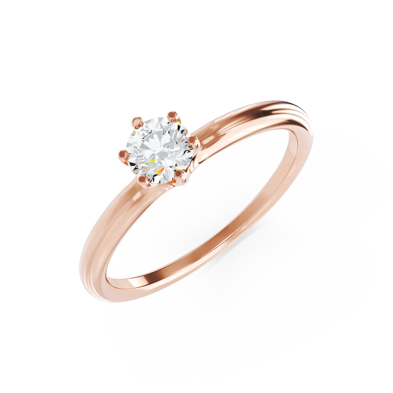 Годежен пръстен от розово злато 18K с диамант пасианс 0.31ct