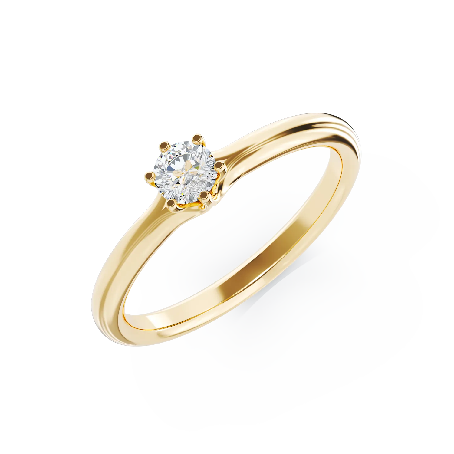 18k yellow gold engagement ring with 0.3ct diamond