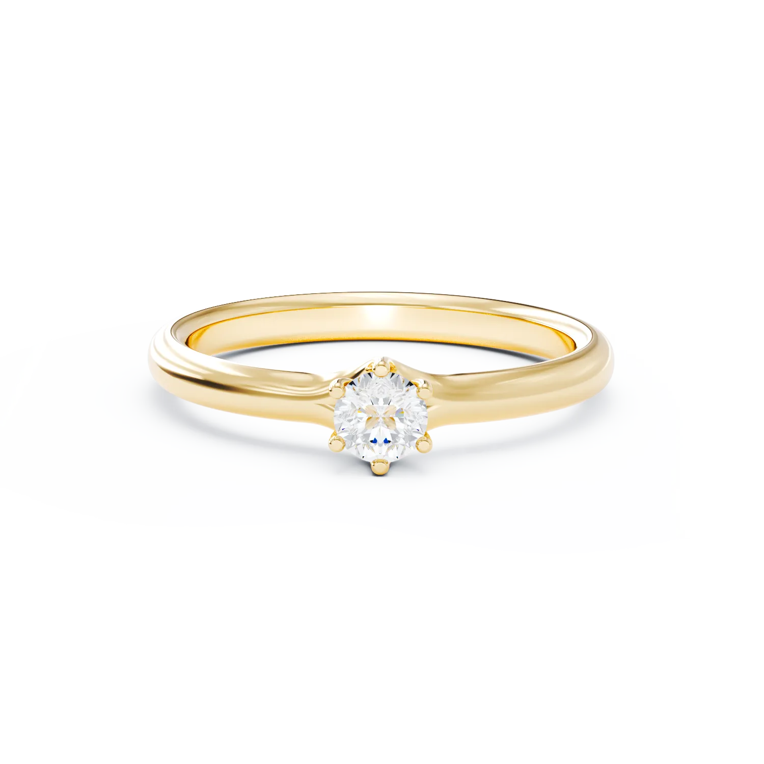 18k yellow gold engagement ring with 0.3ct diamond