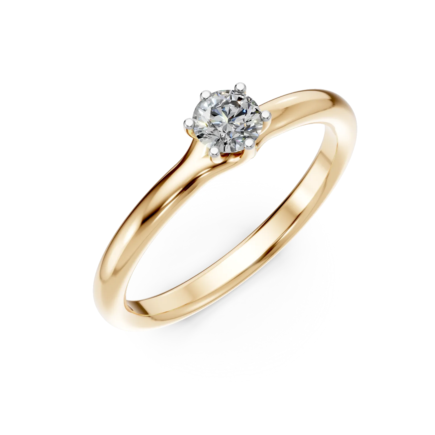 Inel de logodna din aur galben de 18K cu un diamant solitaire de 0.25ct