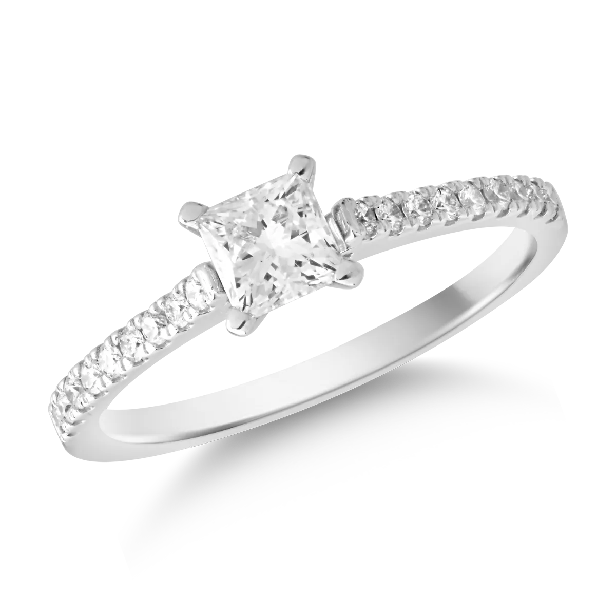 18K white gold engagement ring with diamond of 0.6ct and diamonds of 0.18ct