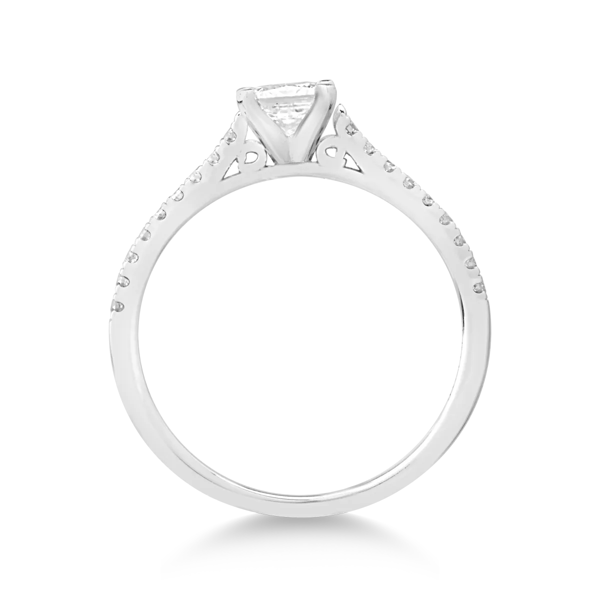 Inel de logodna din aur alb de 18K cu diamant de 0.6ct si diamante de 0.18ct