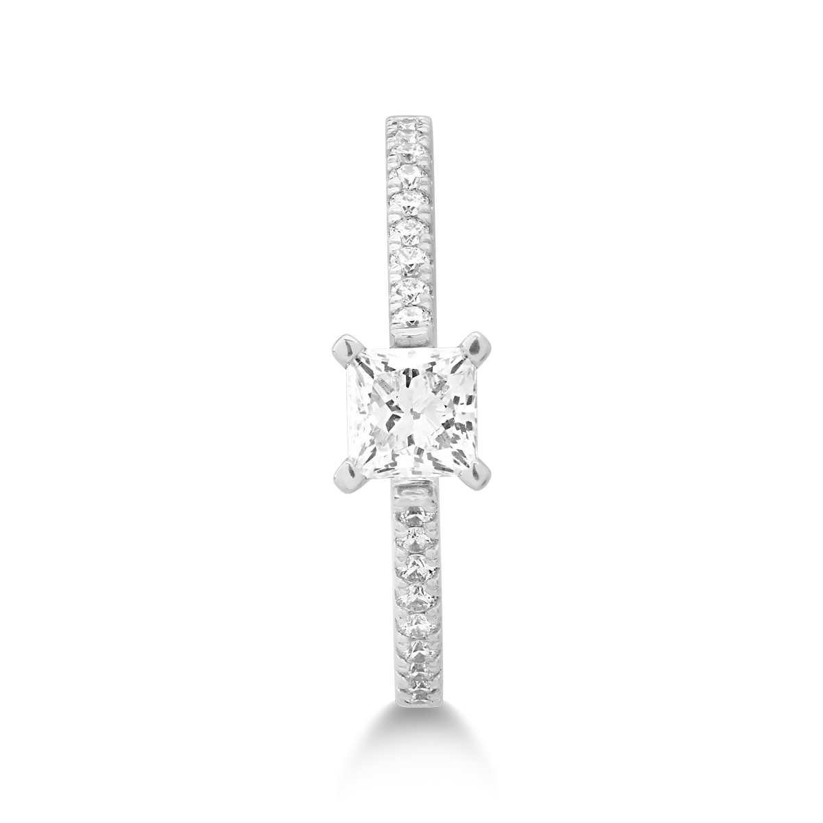 18 karátos fehérarany eljegyzési gyűrű 0.6 karátos gyémánttal és 0.18 karátos gyémántokkal