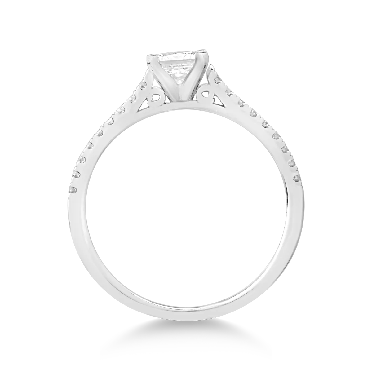 Inel de logodna din aur alb de 18K cu diamant de 0.7 si diamante de 0.18ct