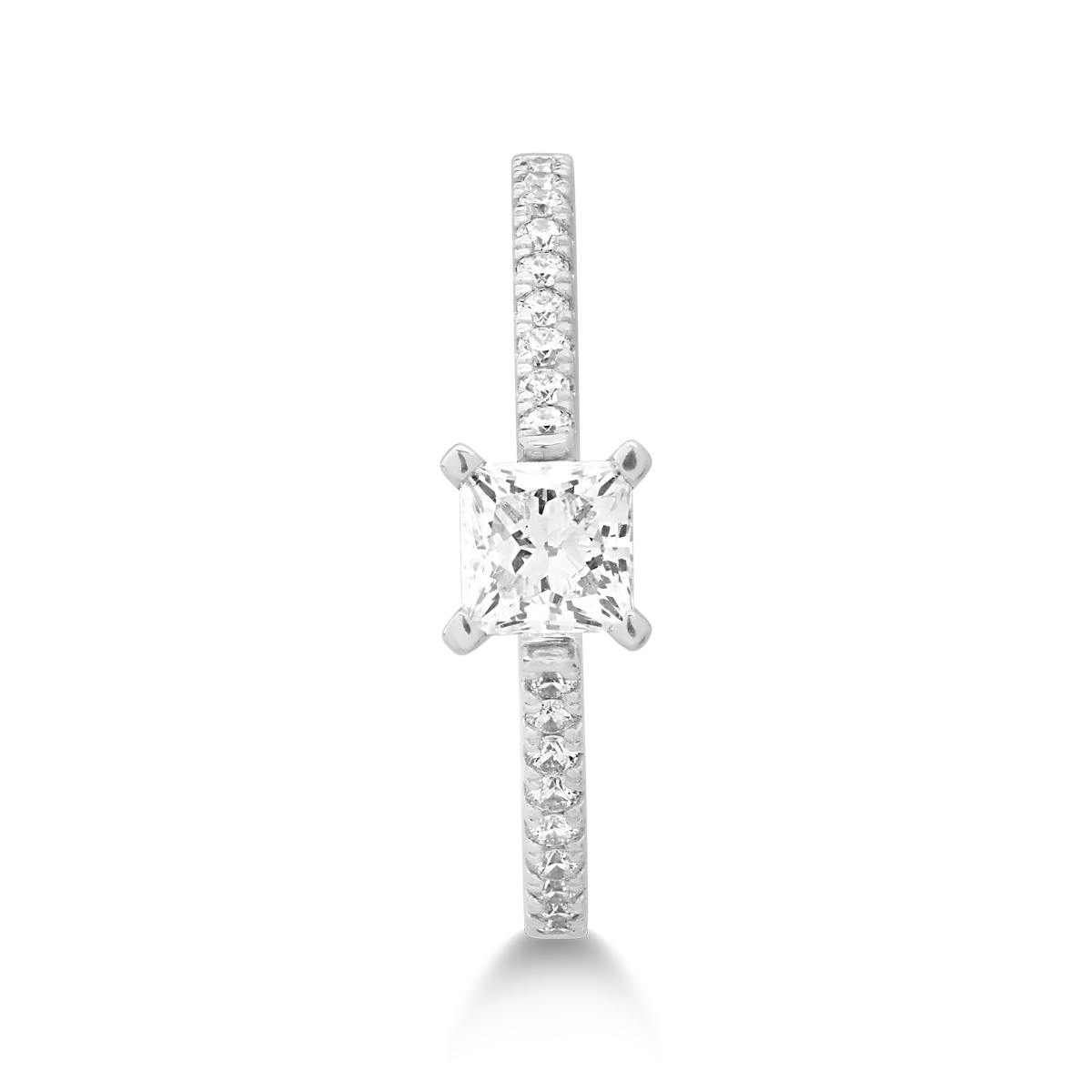 Inel de logodna din aur alb de 18K cu diamant de 0.7 si diamante de 0.18ct