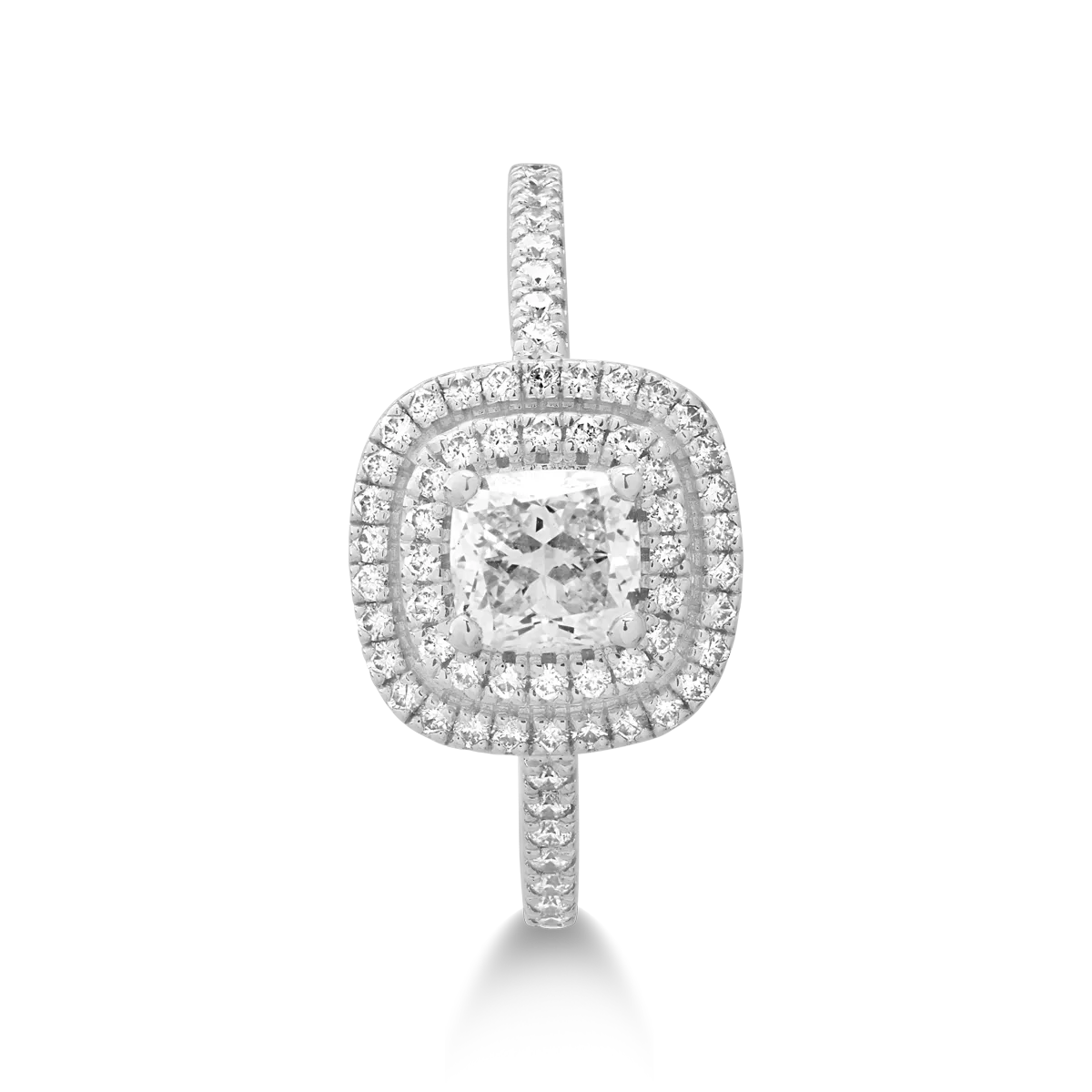 Годежен пръстен от 18K бяло злато с 0.9ct диамант и 0.33ct диаманти