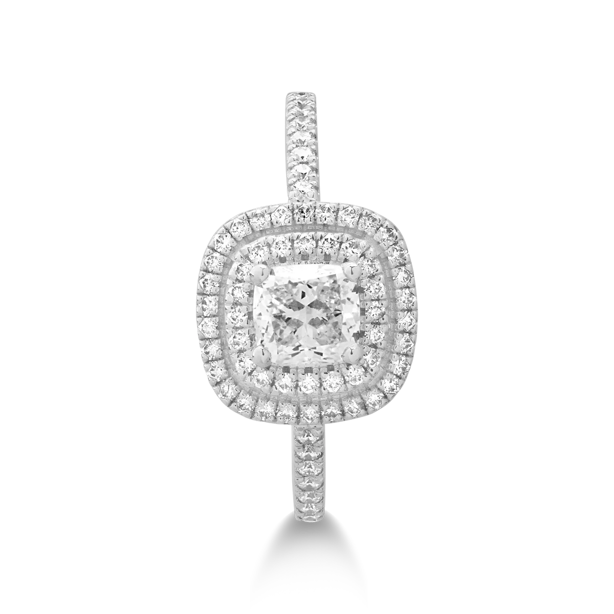Inel de logodna din aur alb de 18K cu diamant de 1ct si diamante de 0.34ct