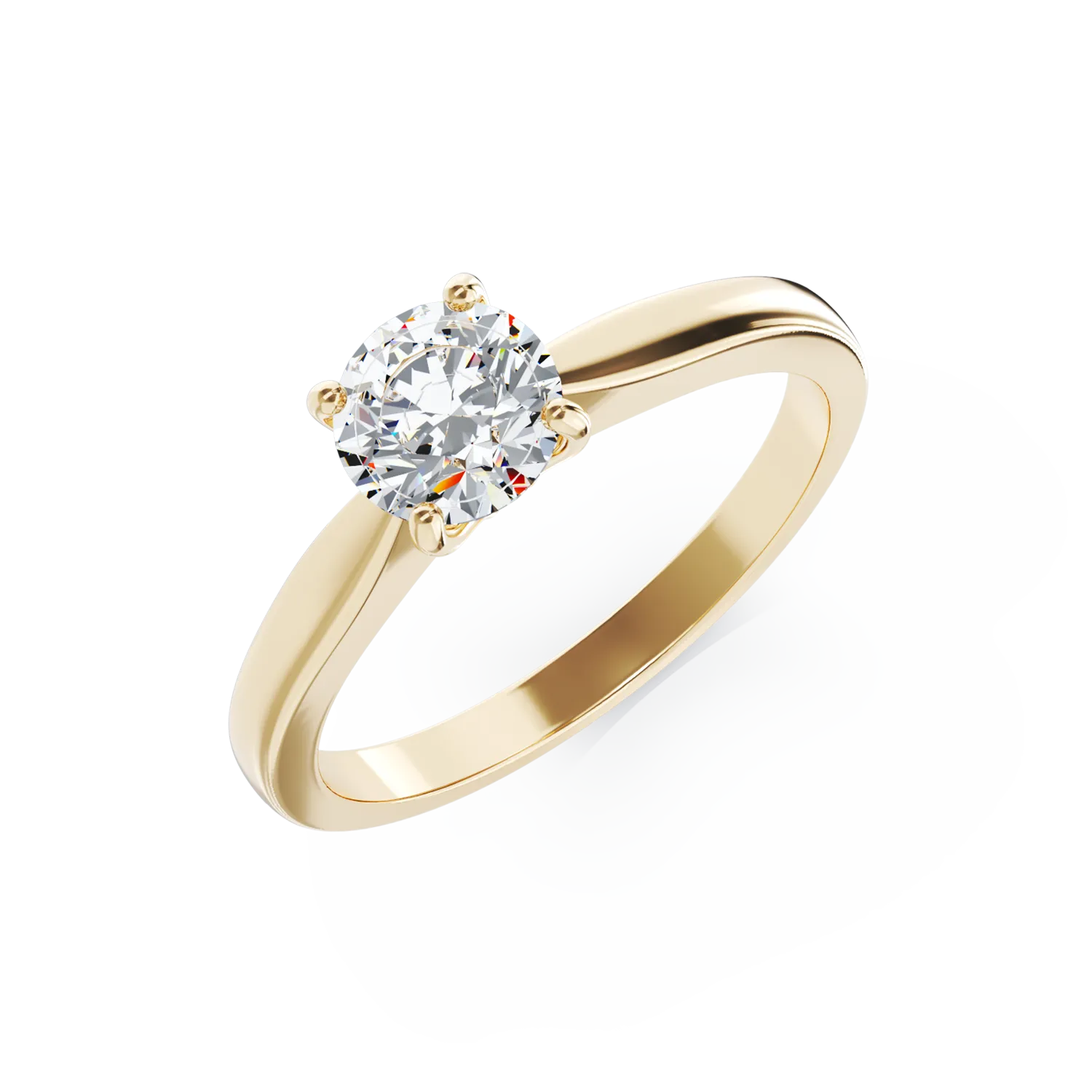 18K yellow gold engagement ring with 0.9ct diamond