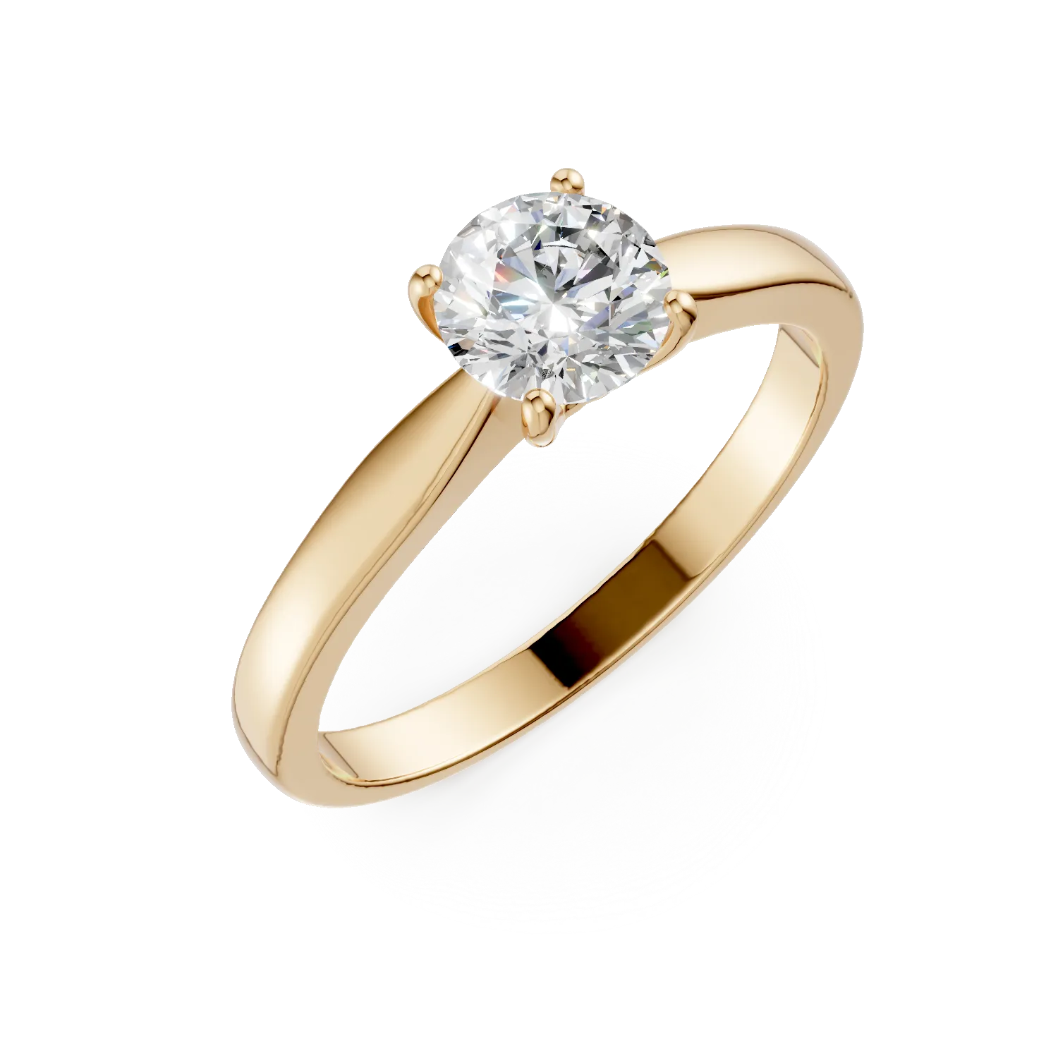 18K yellow gold engagement ring with 0.9ct diamond
