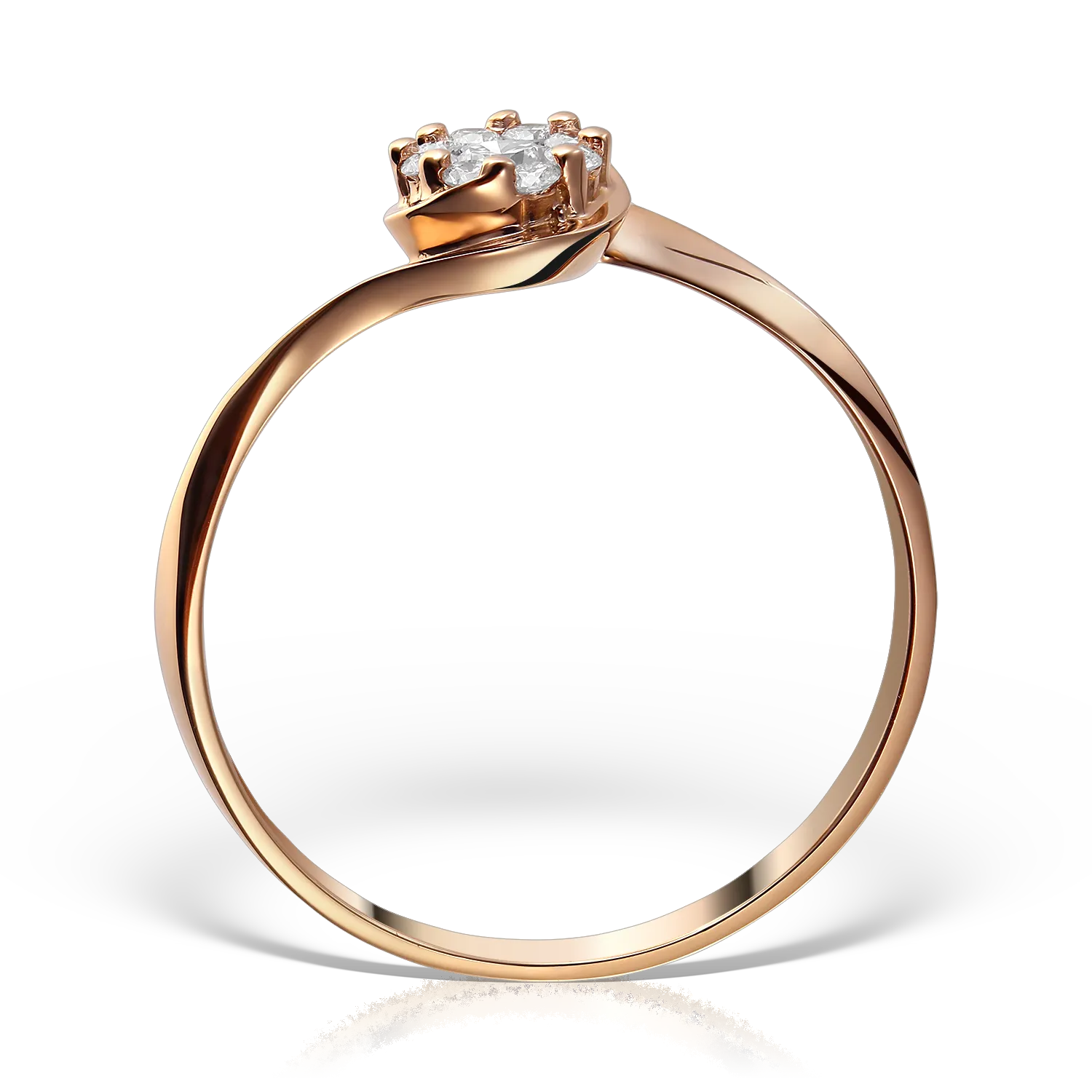 Inel de logodna din aur roz cu diamant de 0.06ct si diamante de 0.07ct - imagine 2