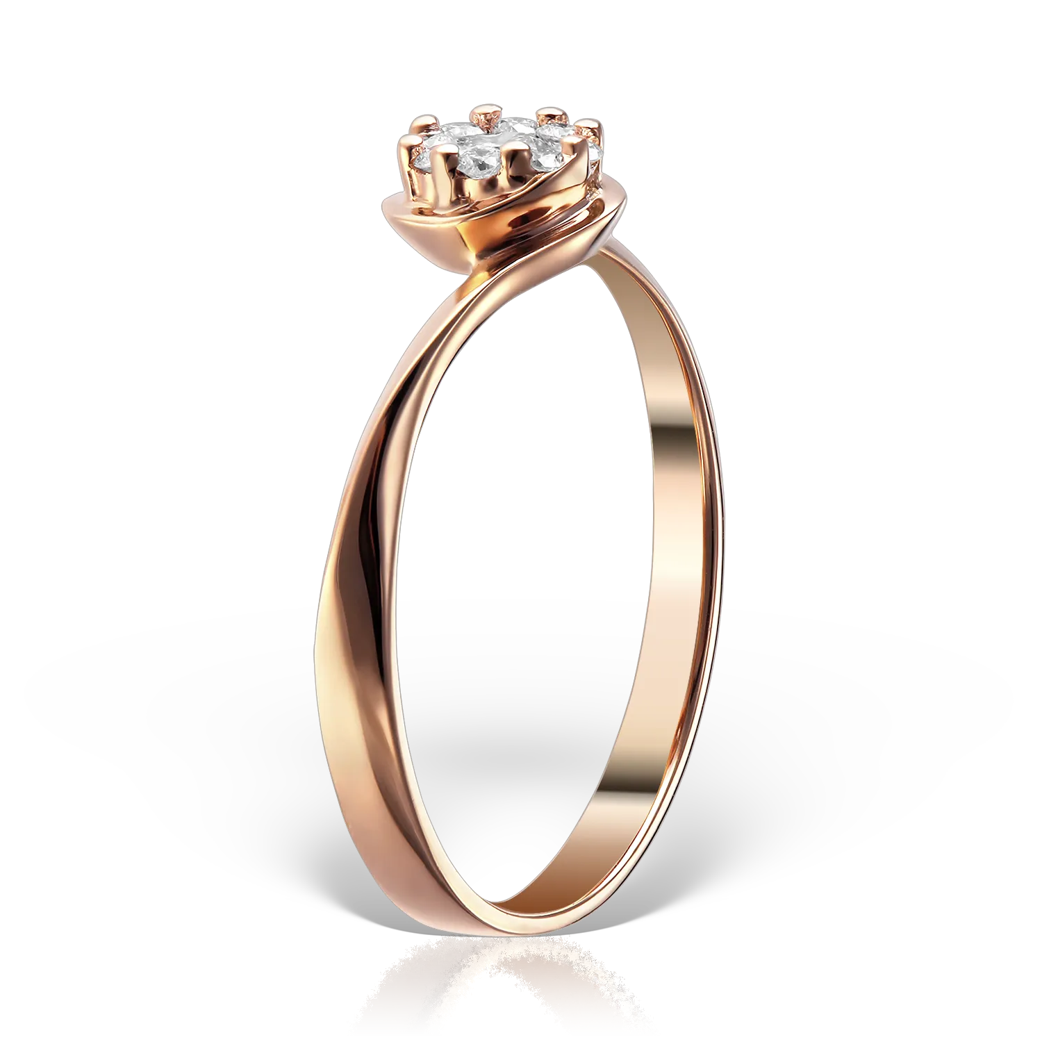 Inel de logodna din aur roz cu diamant de 0.06ct si diamante de 0.07ct - imagine 3