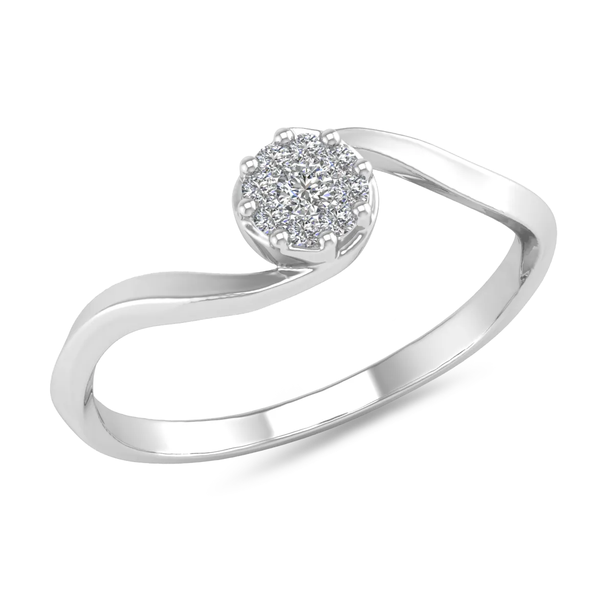 18K white gold engagement ring with 0.075ct diamond and 0.065ct diamond