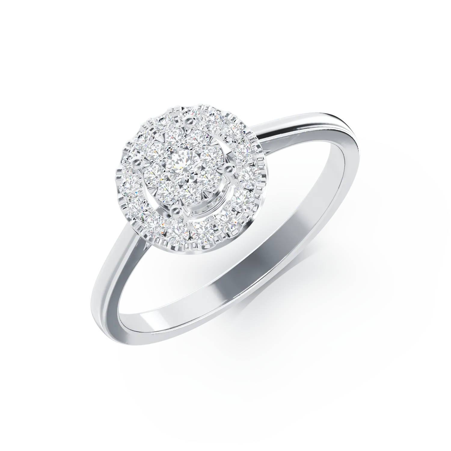 Inel de logodna din aur alb de 18K cu diamante de 0.14ct