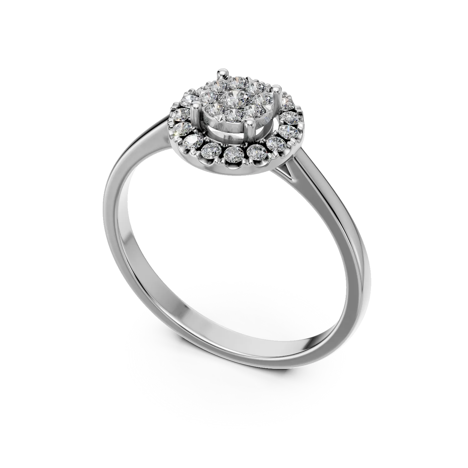Inel de logodna din aur alb de 18K cu diamante de 0.14ct
