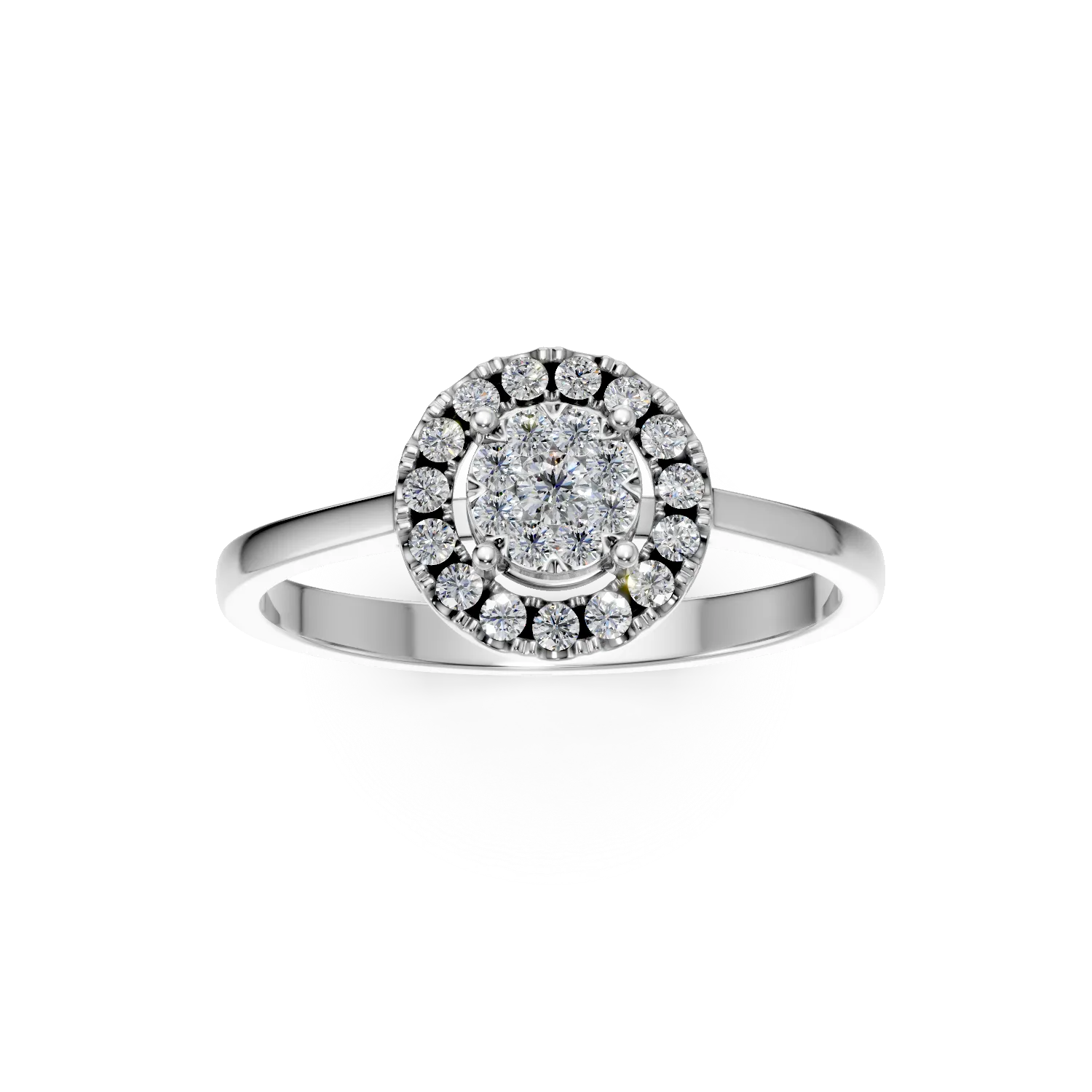 Inel de logodna din aur alb de 18K cu diamante de 0.14ct
