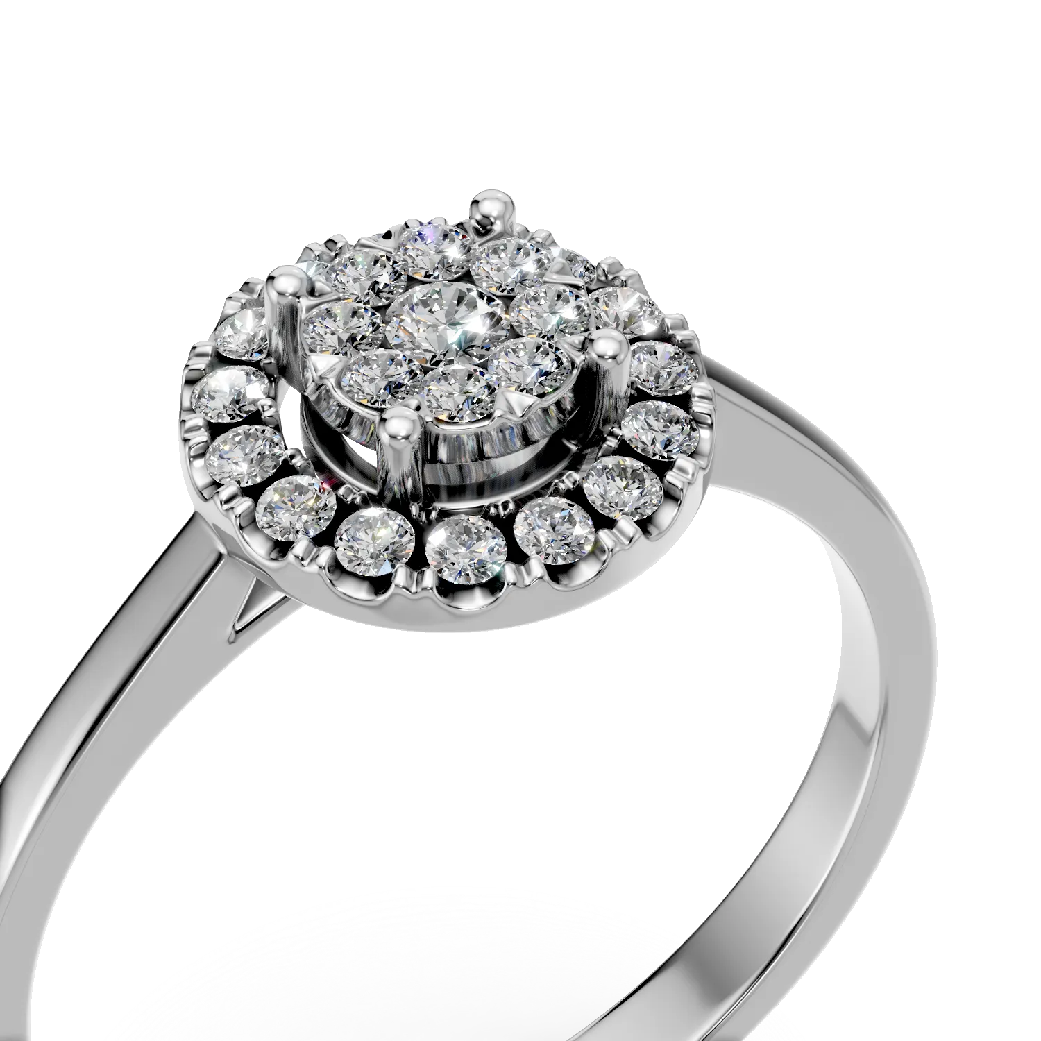 Inel de logodna din aur alb de 18K cu diamante de 0.14ct