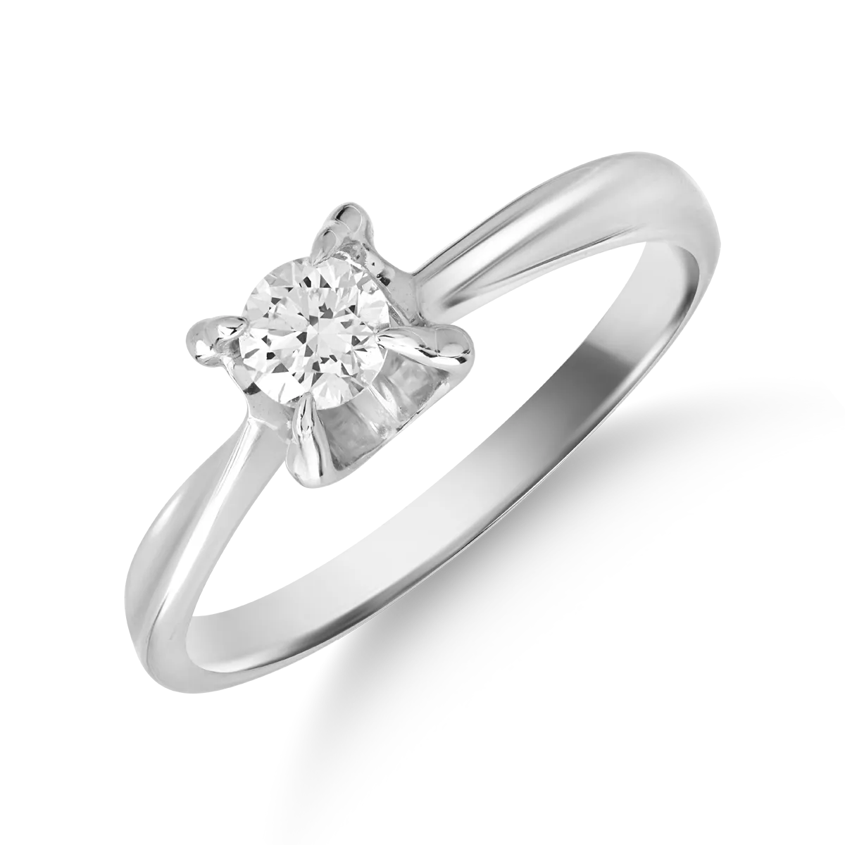 Inel de logodna din aur alb de 18K cu un diamant solitaire de 0.18ct