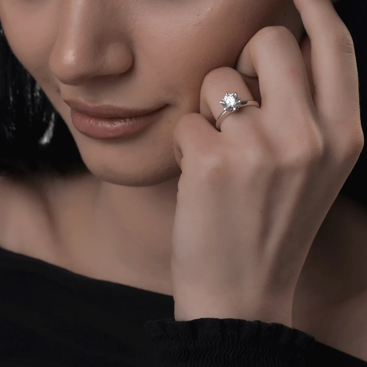 Годежен пръстен от 18K бяло злато с диамант 1.09ct