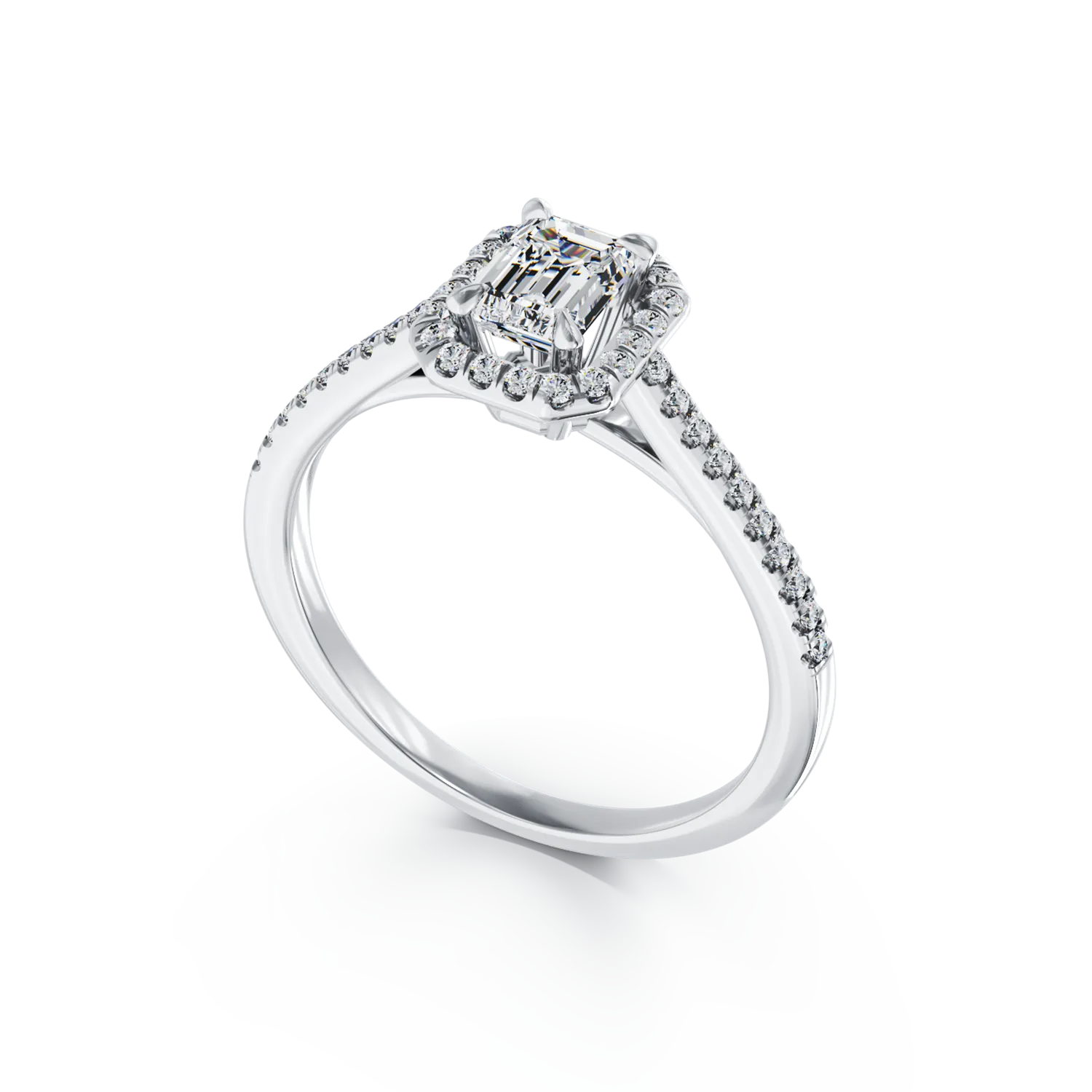 18K fehér arany eljegyzési gyűrű 1ct gyémánttal és 0.27ct gyémántokkal