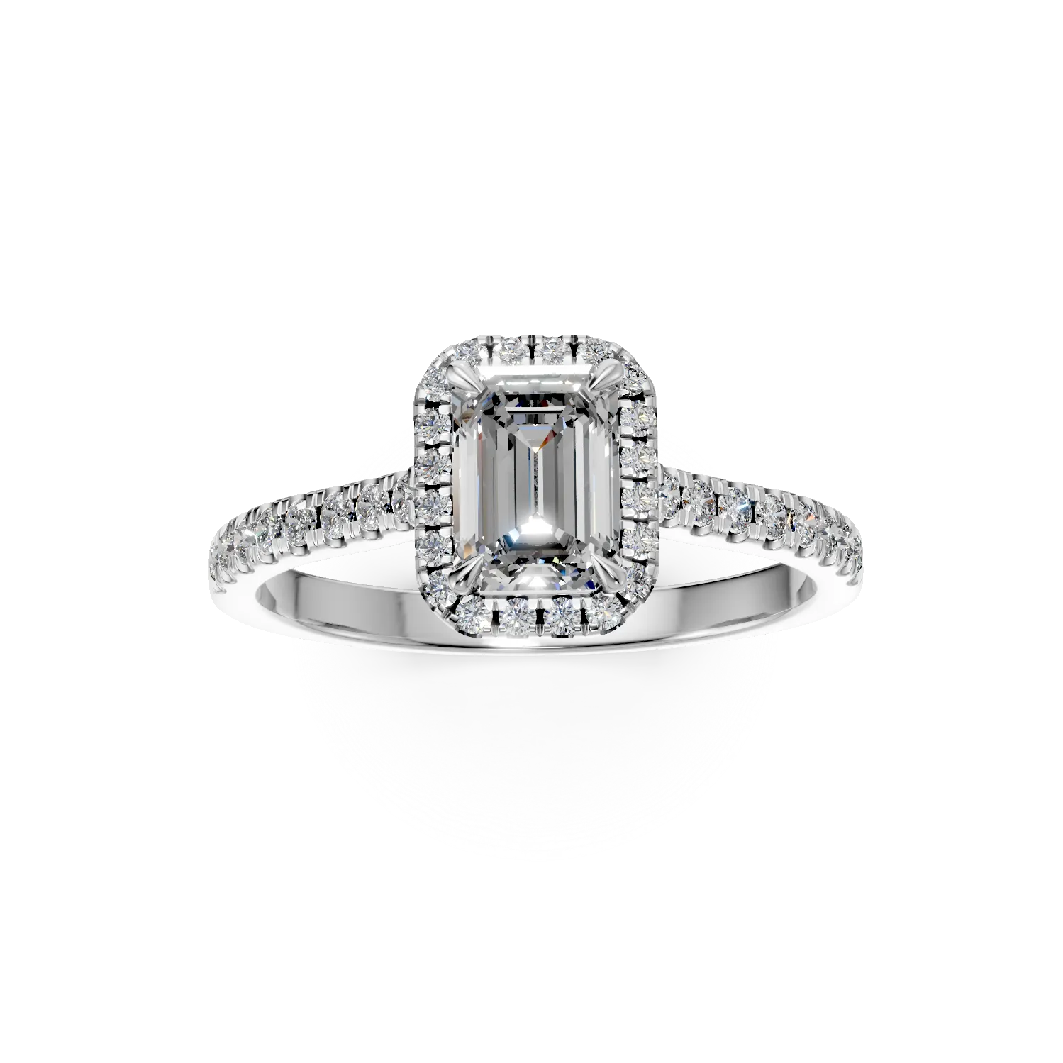 Inel de logodna din aur alb de 18K cu diamant de 1ct si diamante de 0.27ct