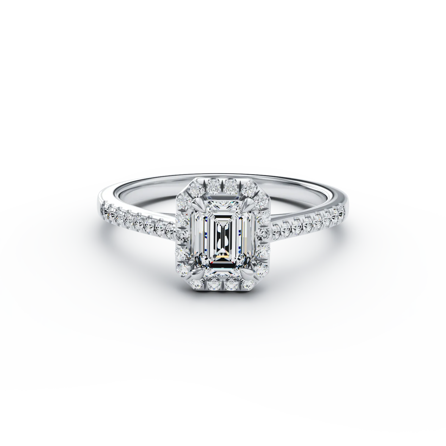 Годежен пръстен от 18K бяло злато с 0.8ct диамант и 0.25ct диаманти