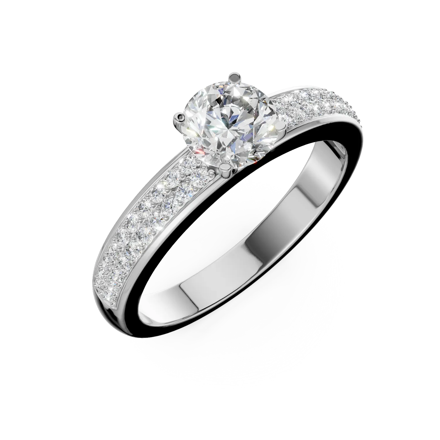 18K white gold engagement ring with 0.61ct diamond and 0.2ct diamonds