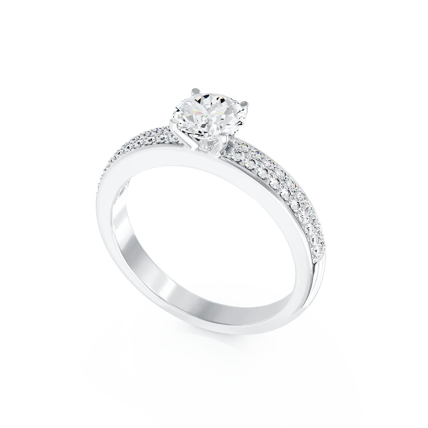Inel de logodna din aur alb de 18K cu diamant de 0.61ct si diamante de 0.2ct