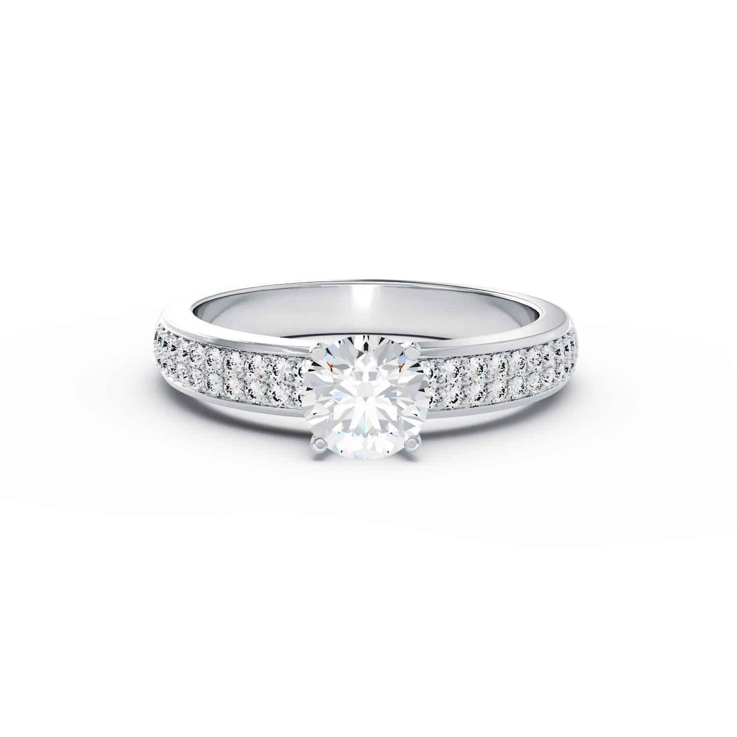Годежен пръстен от 18K бяло злато с 0.61ct диамант и 0.2ct диаманти