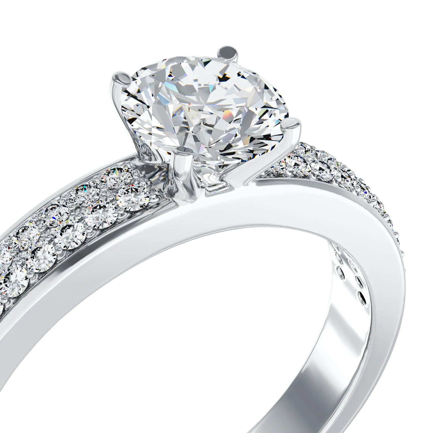 Годежен пръстен от 18K бяло злато с 0.61ct диамант и 0.2ct диаманти