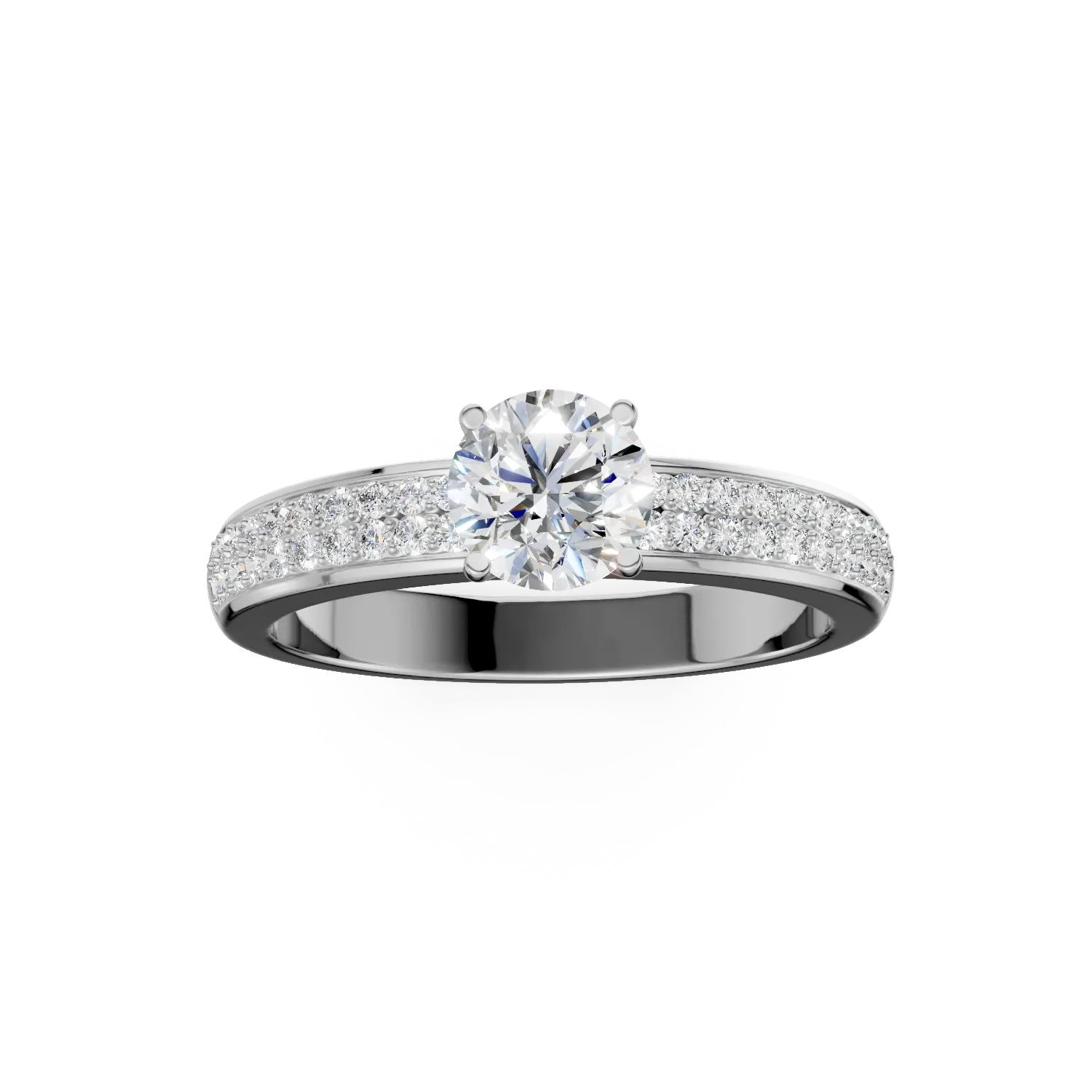 Годежен пръстен от 18K бяло злато с 0.6ct диамант и 0.2ct диаманти