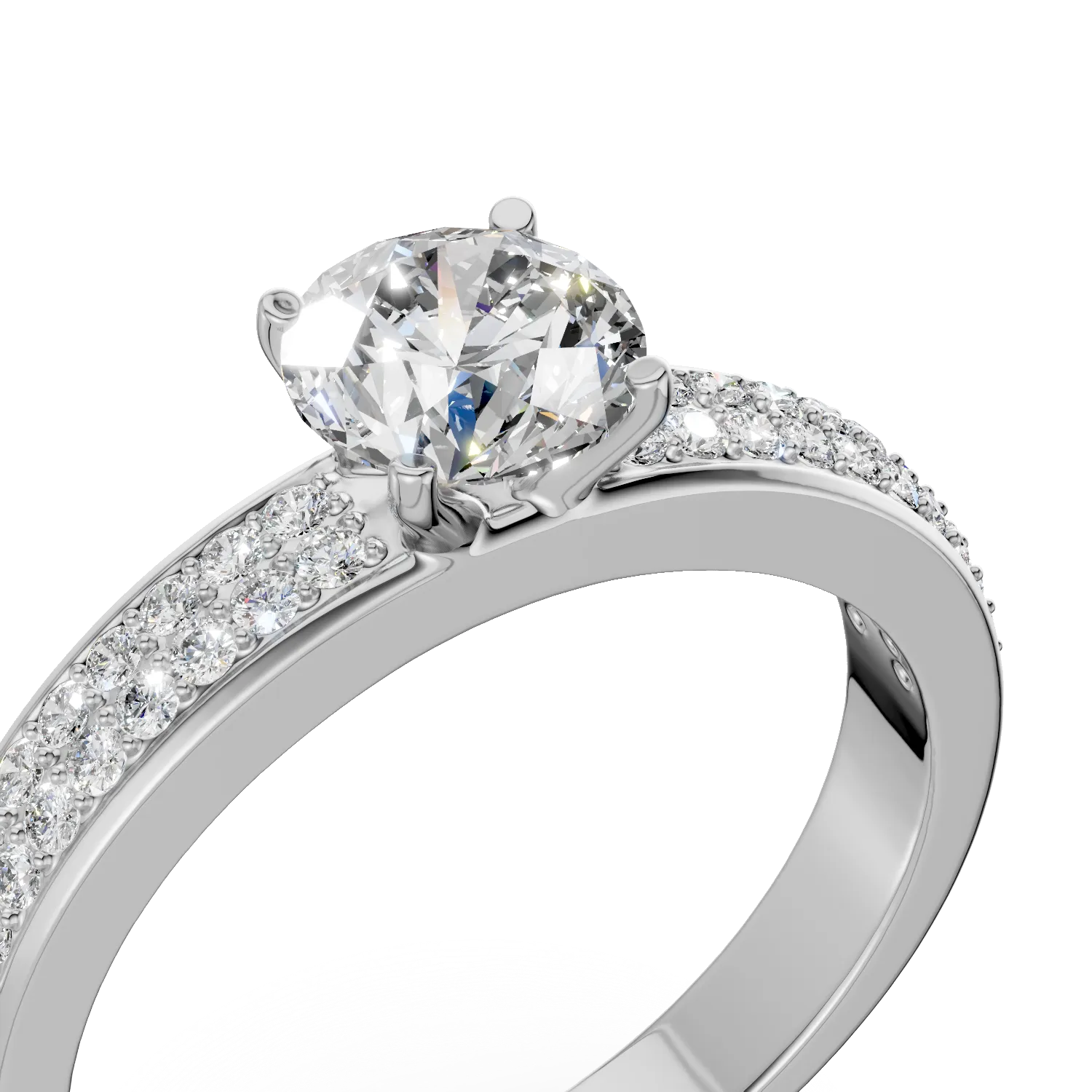 Годежен пръстен от 18K бяло злато с 0.6ct диамант и 0.2ct диаманти