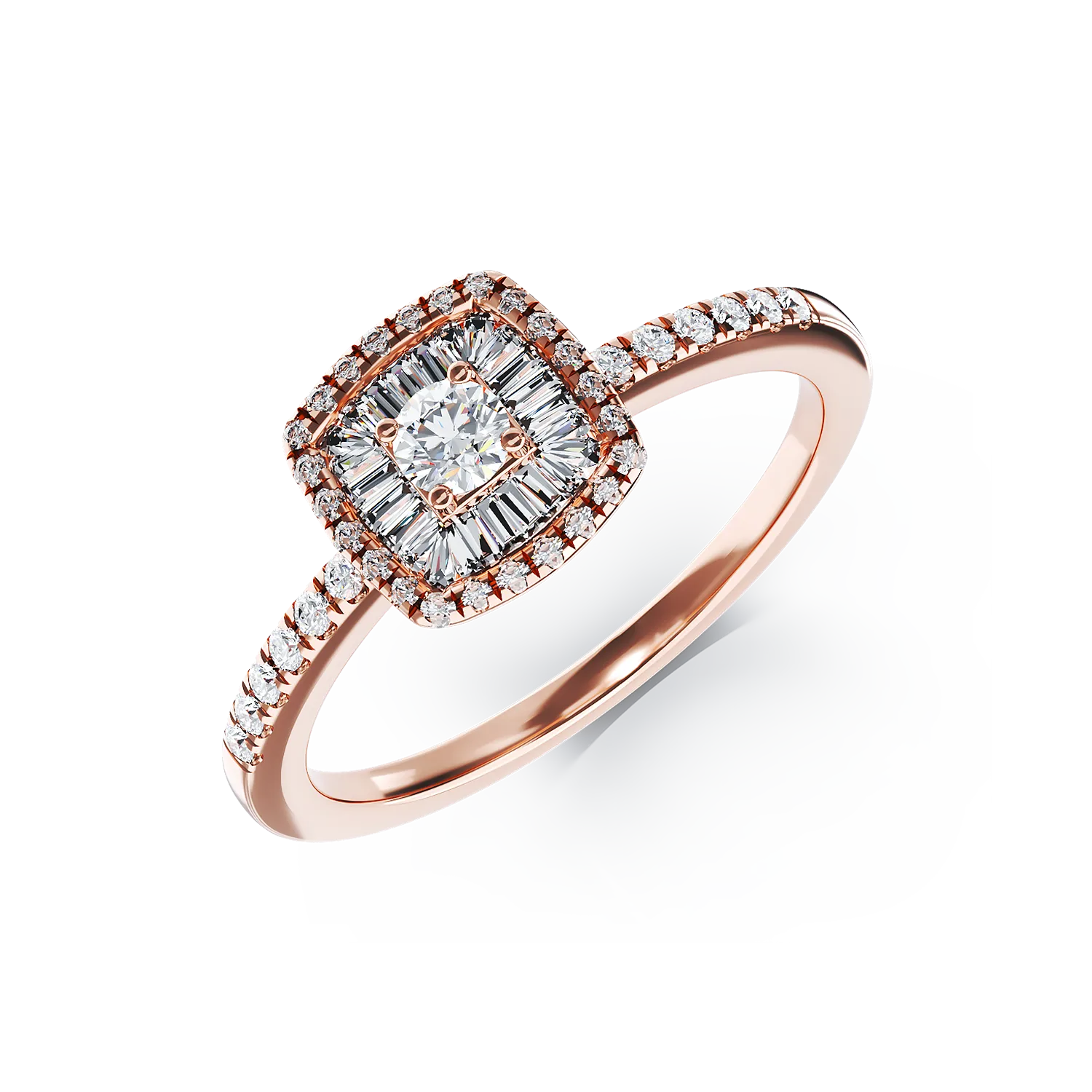 Inel de logodna din aur roz de 18K cu diamante de 0.38ct