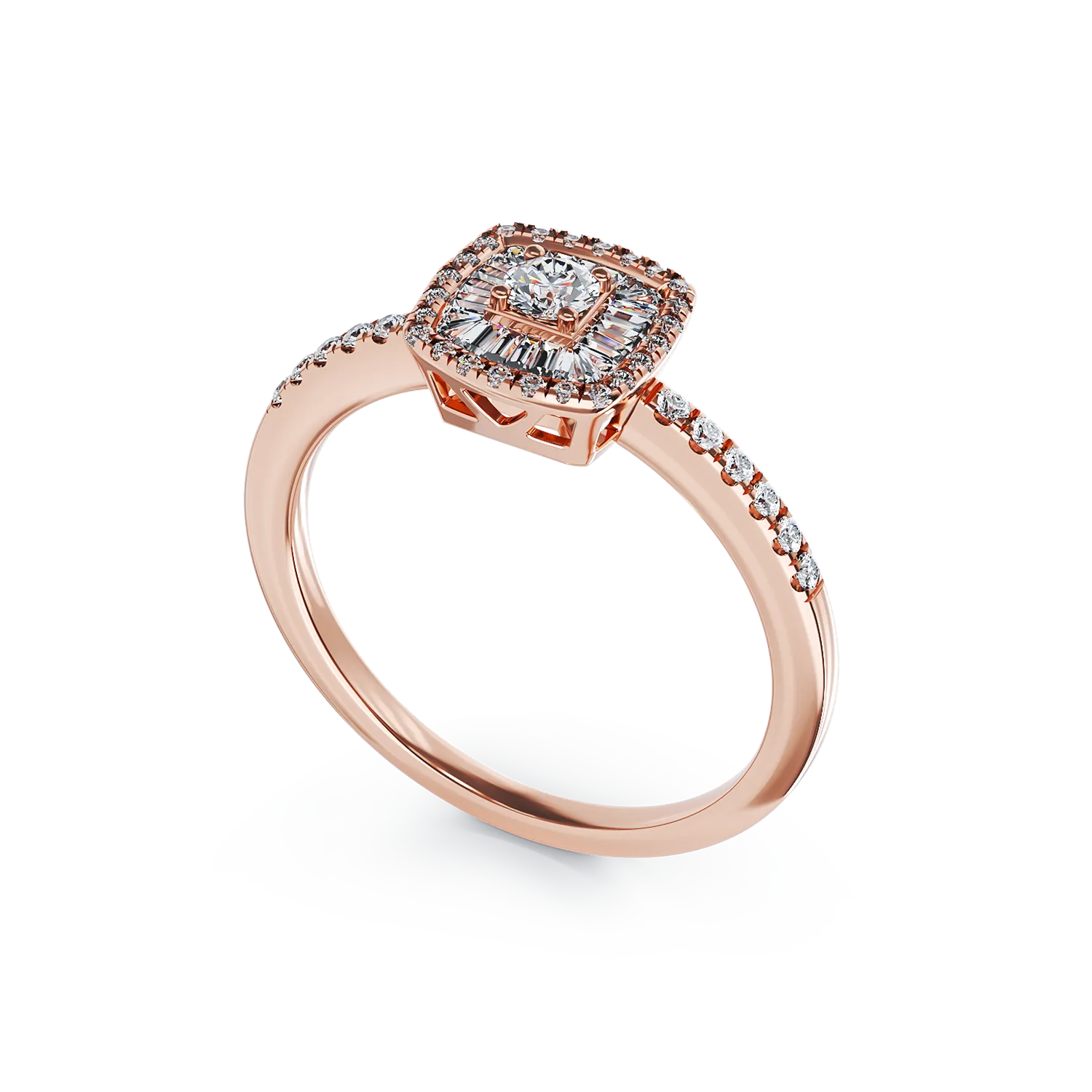 18K rose gold engagement ring with 0.36ct diamonds