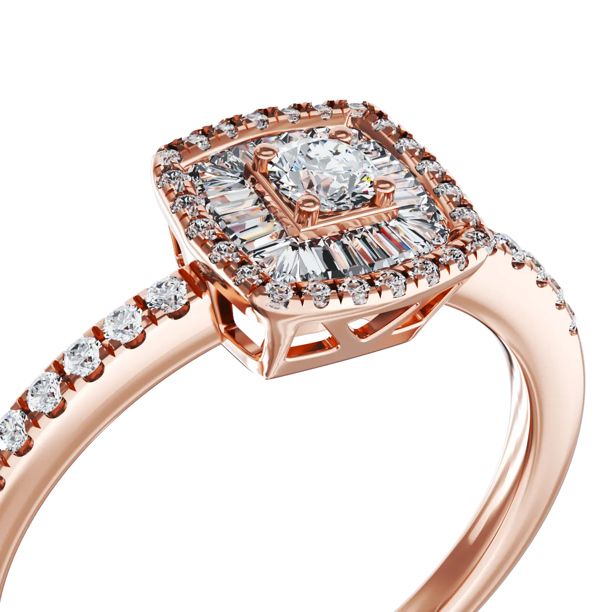 Inel de logodna din aur roz de 18K cu diamante de 0.38ct
