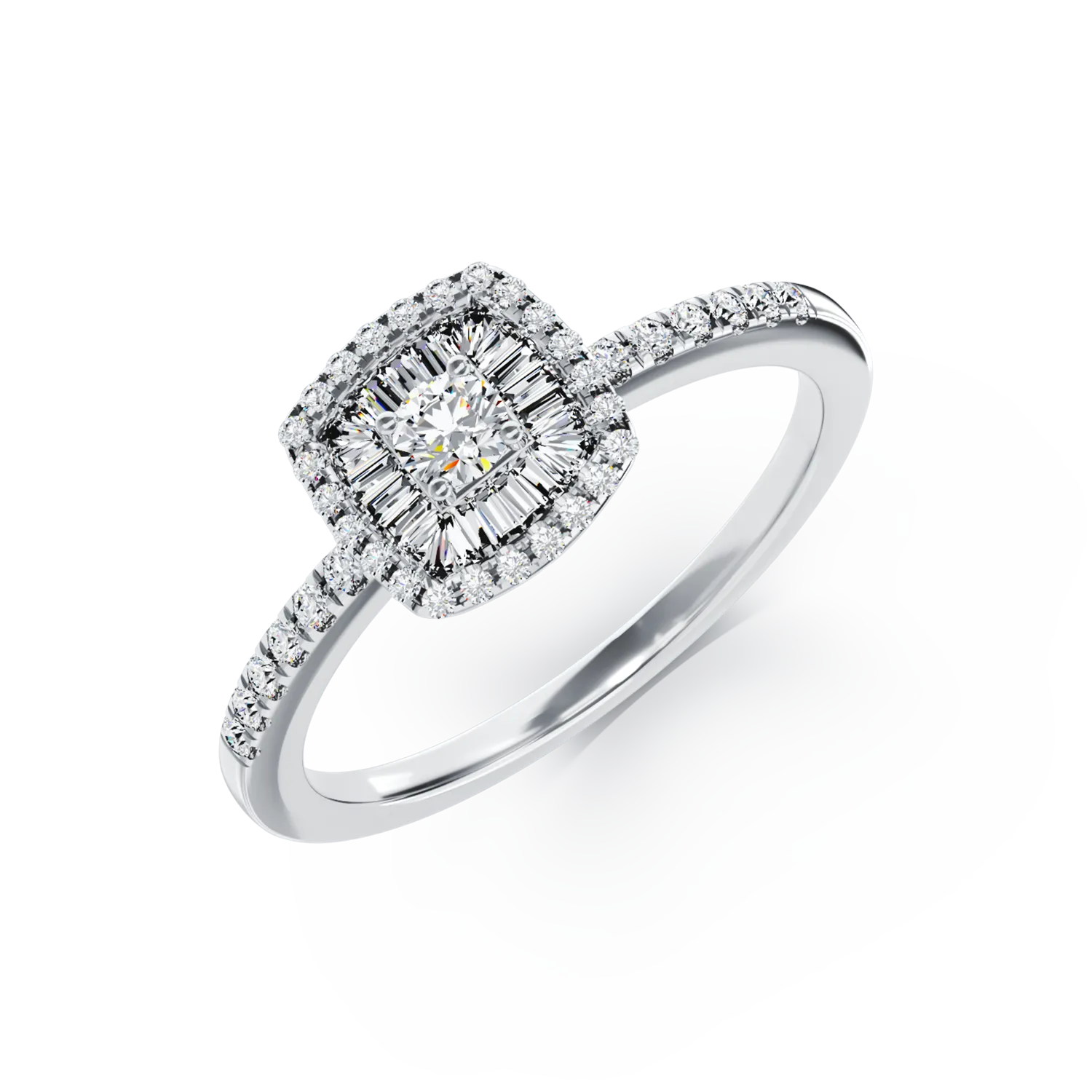 Годежен пръстен от 18K бяло злато с 0.39ct диаманти
