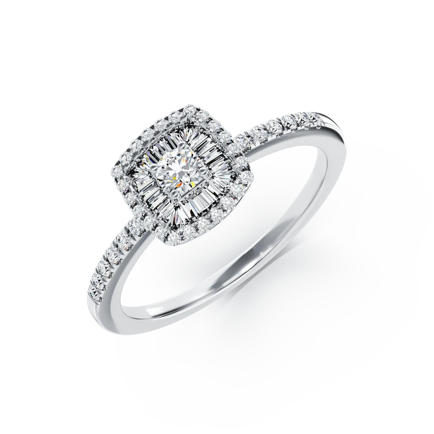 Inel de logodna din aur alb de 18K cu diamante de 0.35ct