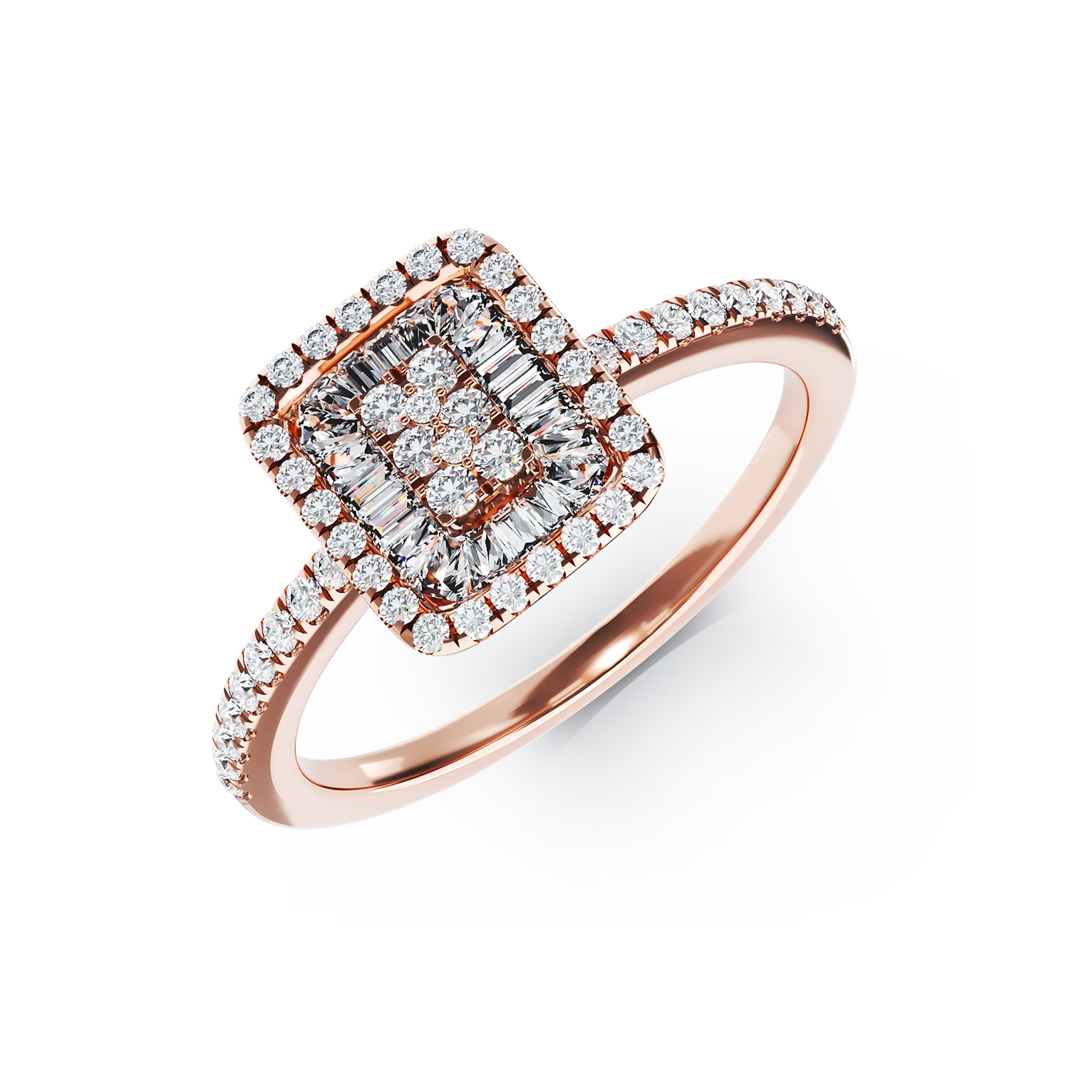 Inel de logodna din aur roz de 18K cu diamante de 0.28ct