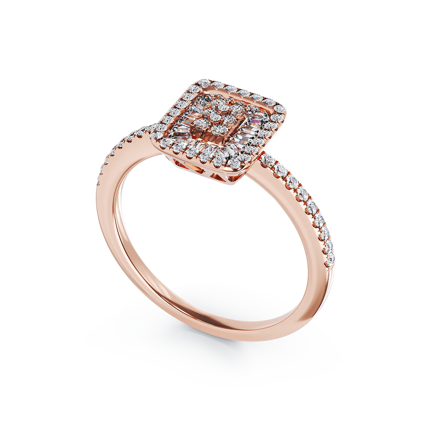 Inel de logodna din aur roz de 18K cu diamante de 0.3ct