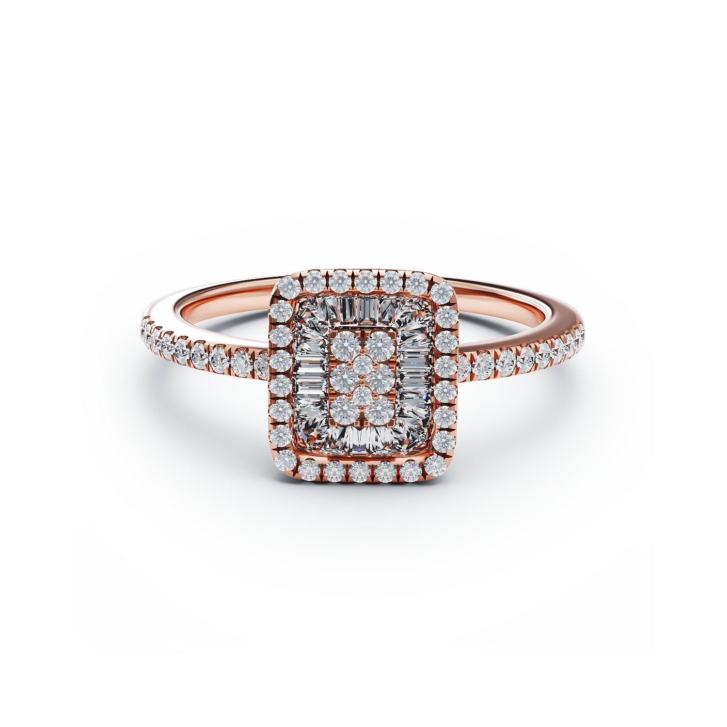 18K rose gold engagement ring with 0.3ct diamonds