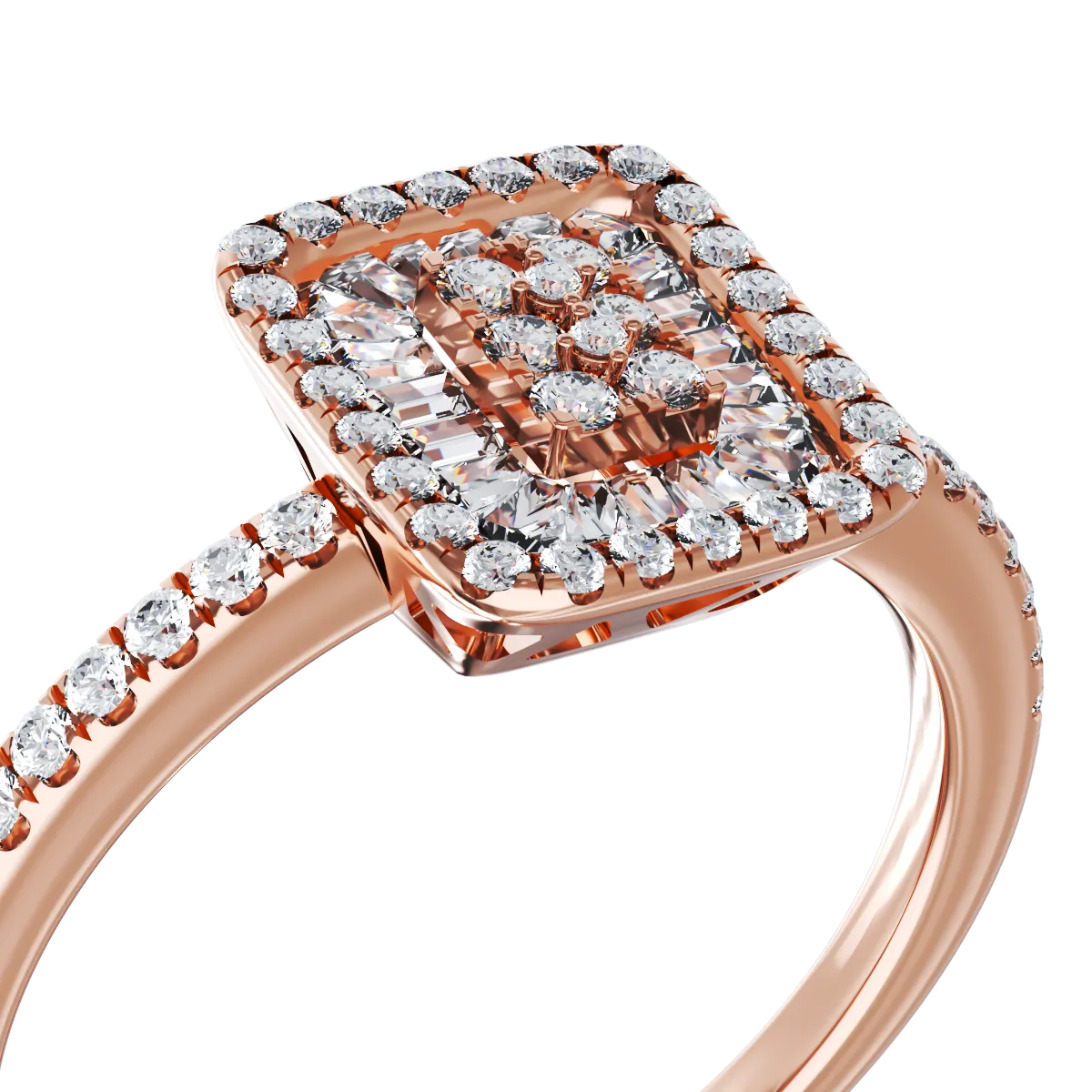 Годежен пръстен от розово злато 18K с диаманти 0.3ct