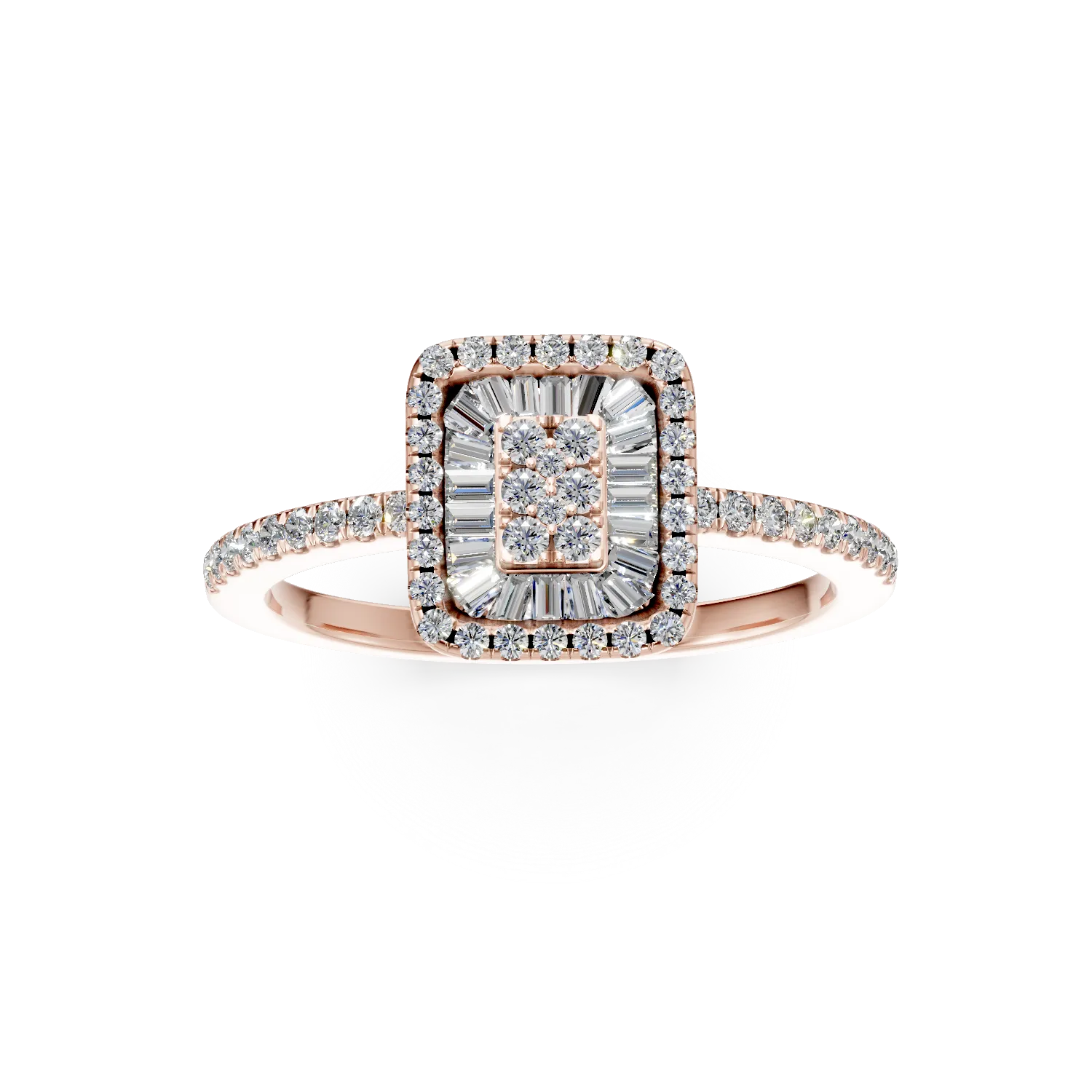 Inel de logodna din aur roz cu diamante de 0.29ct