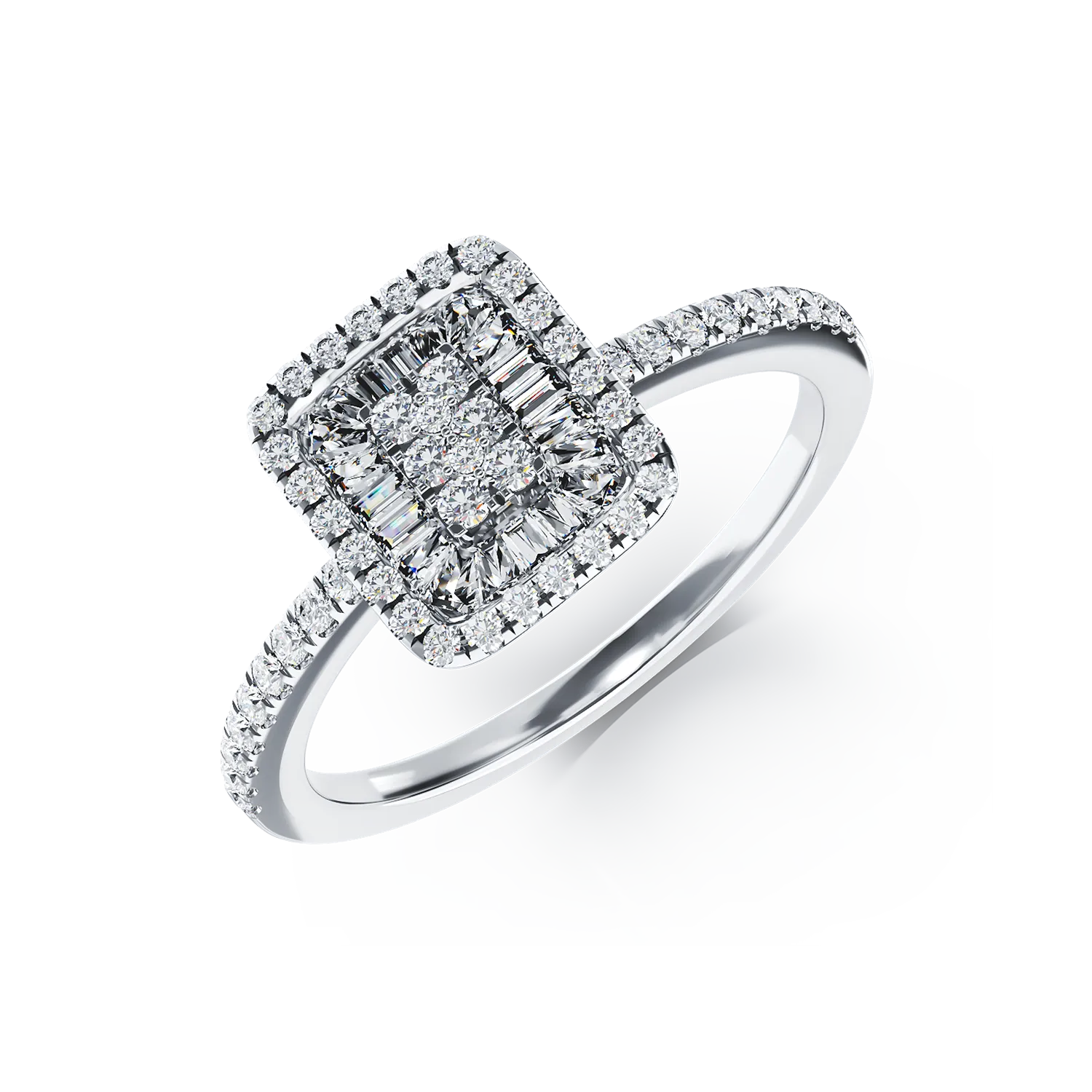 Годежен пръстен от бяло злато 18K с диаманти 0.26ct