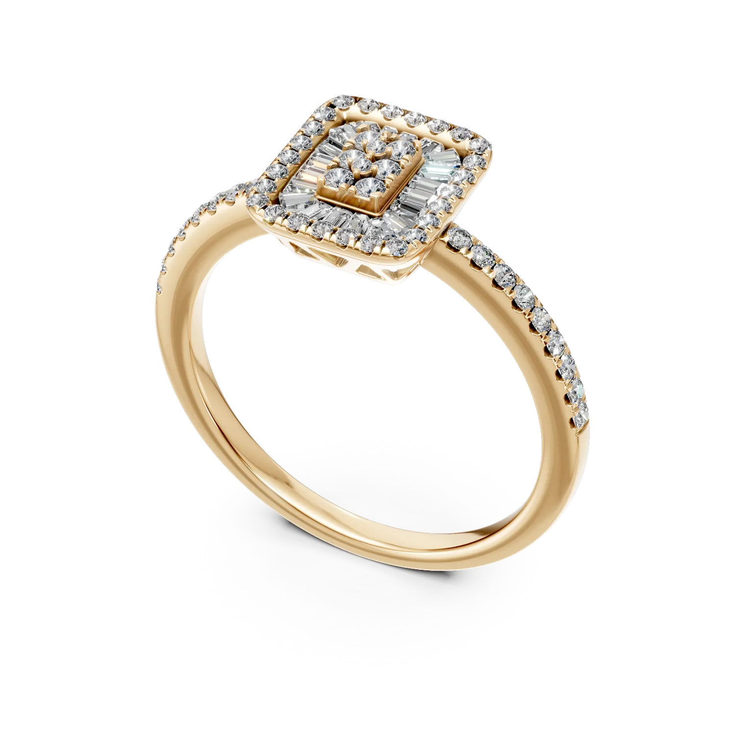 Inel de logodna din aur galben de 18K cu diamante de 0.26ct