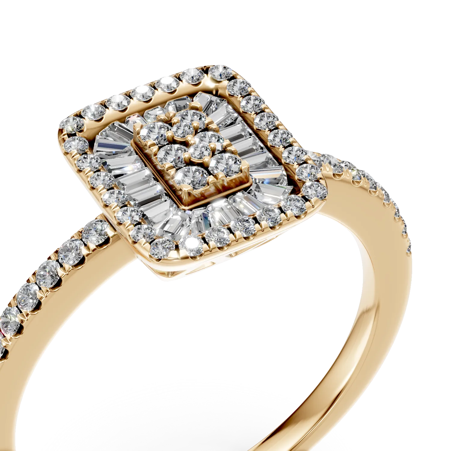 Inel de logodna din aur galben de 18K cu diamante de 0.26ct