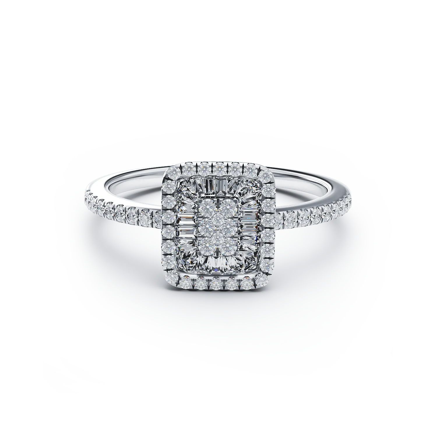 Inel de logodna din aur alb de 18K cu diamante de 0.26ct