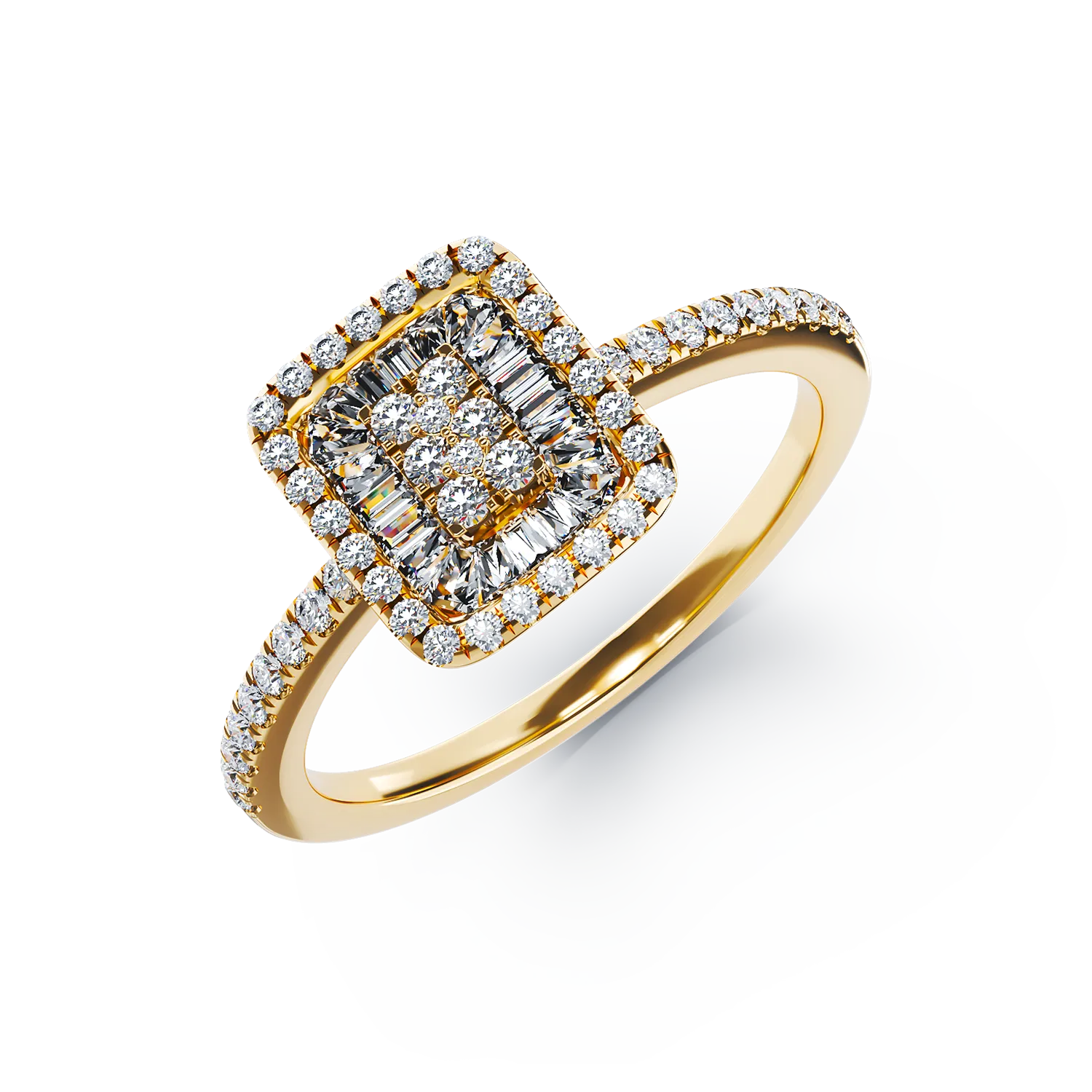 Inel de logodna din aur galben de 18K cu diamante de 0.28ct